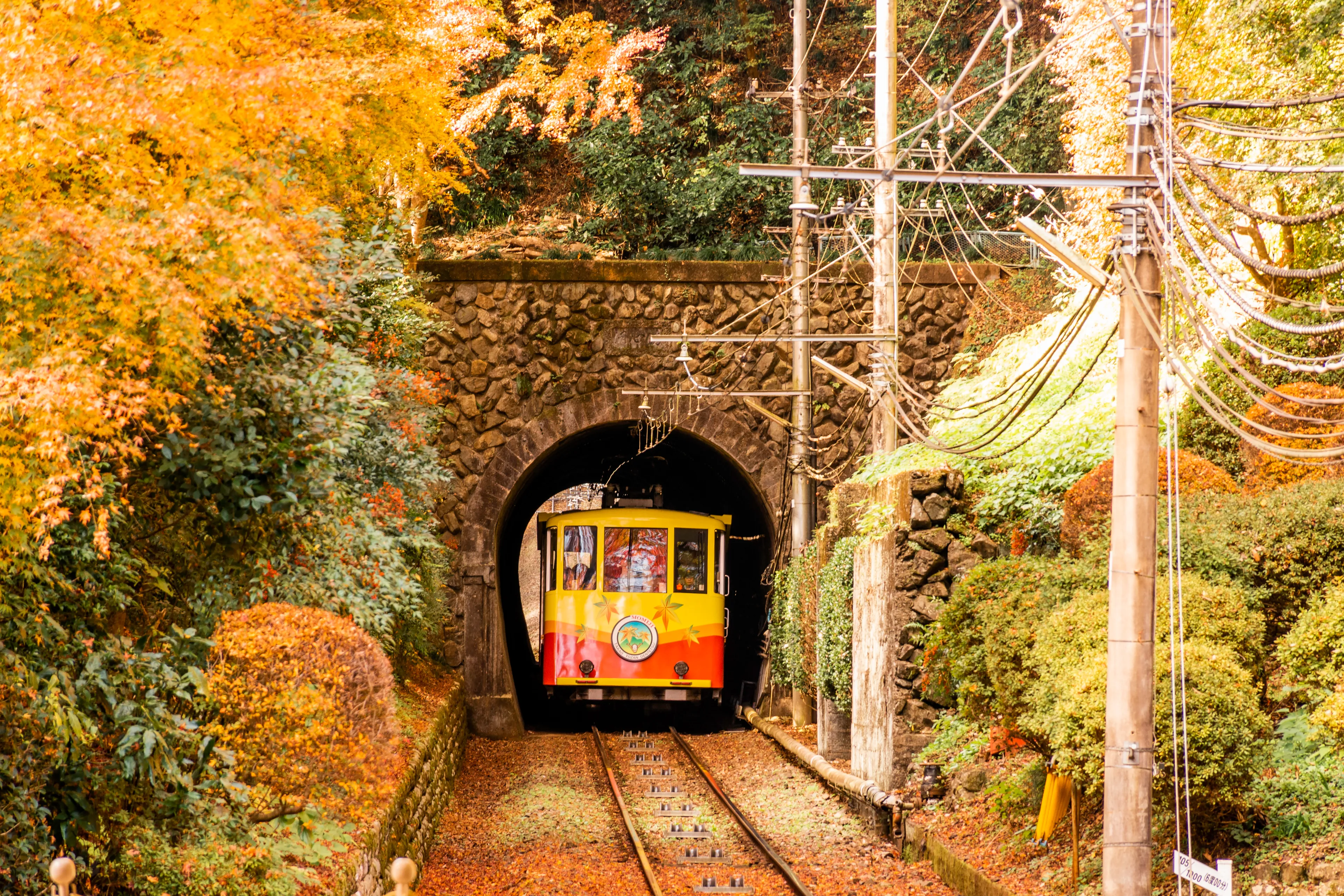 Hachiōji, Tokyo / Japan - November 25, 2018: The small train going to Mt. Takao