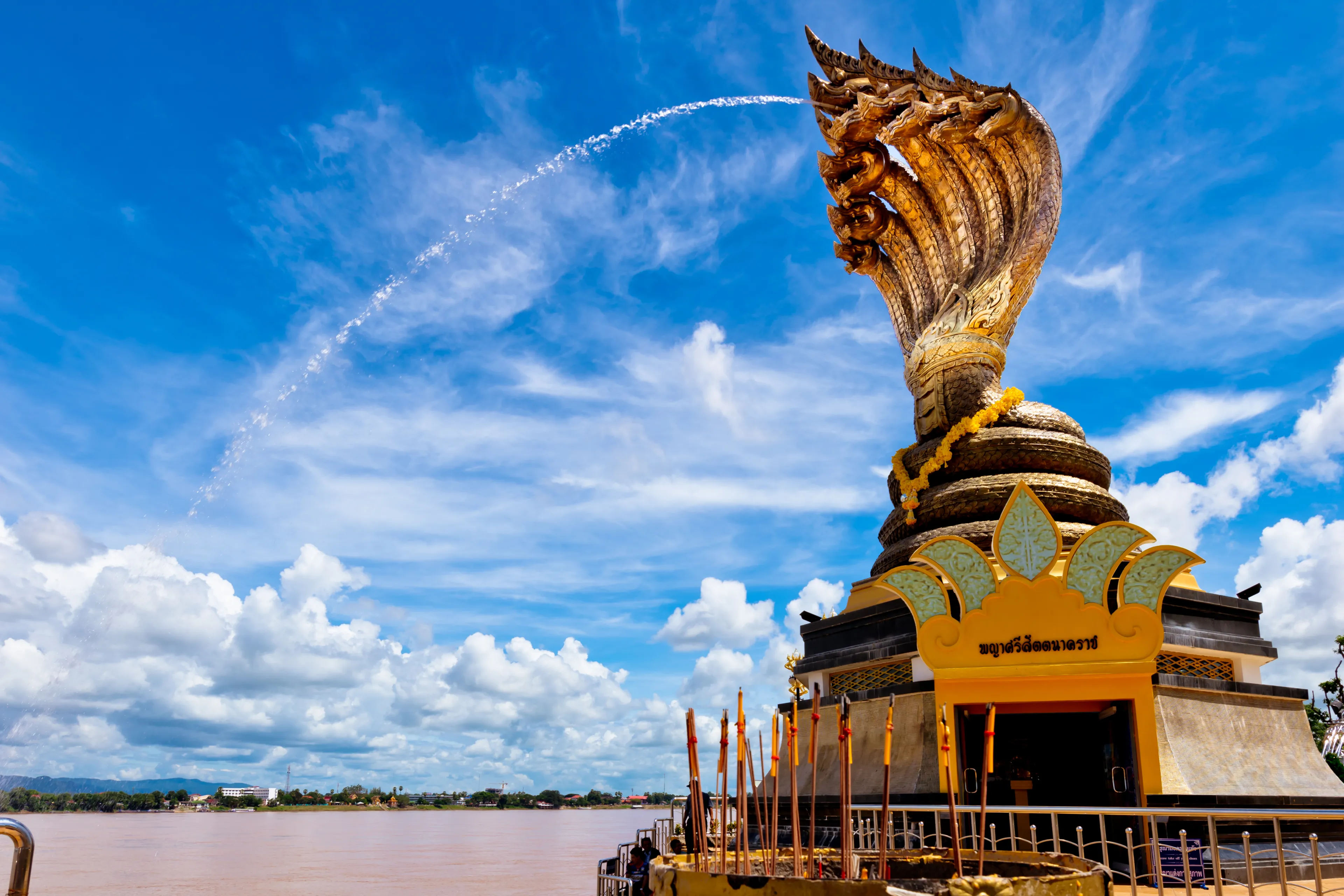 Nakhon phanom,Thailand – September 26,2017  :This is Lan Phanom Naka.It is landmarks along Mekong River ,  Nakhon phanom , Thailand