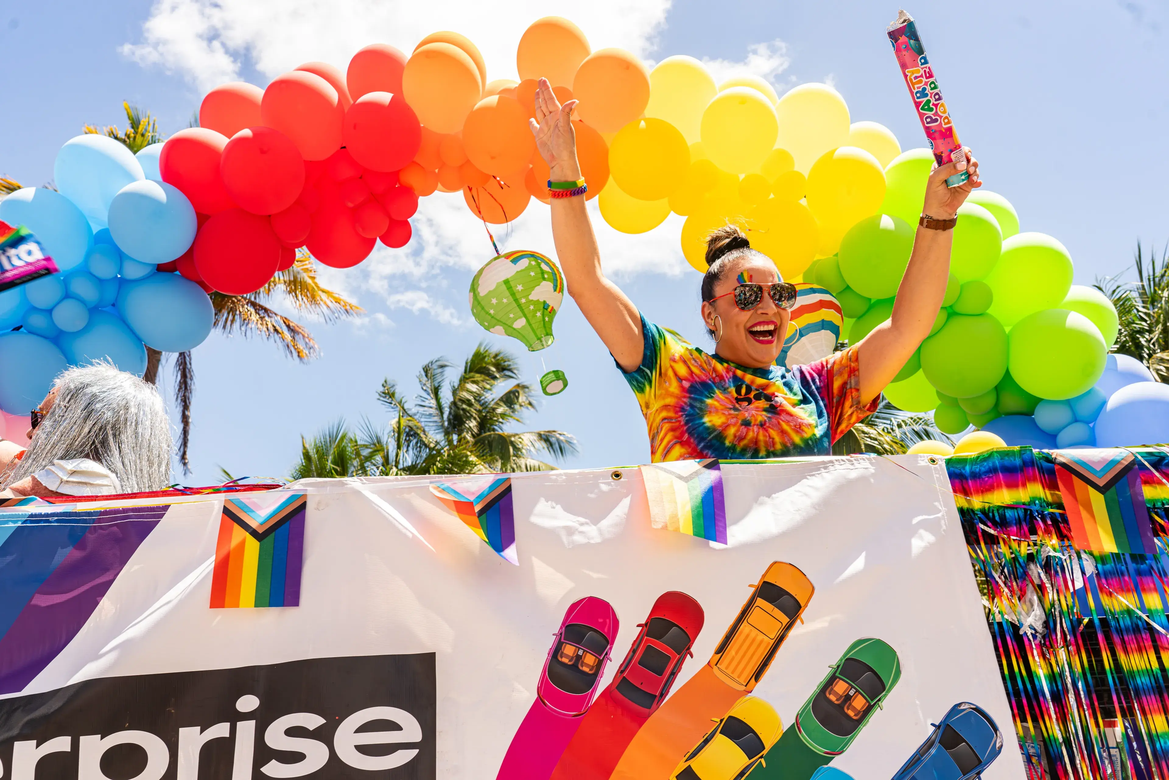 Miami Beach, Florida - April 10, 2022: LGBTQ Pride parade and festival at Miami Beach, South Miami. Miami Beach, Florida - April 10, 2022: LGBTQ Pride parade and festival at Miami Beach, South Miami.