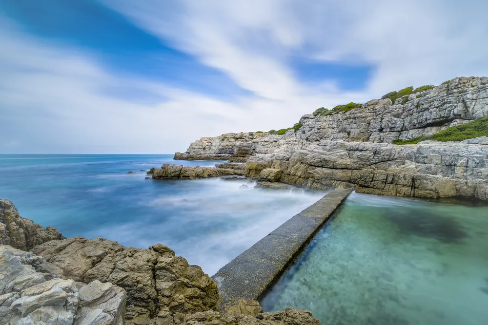 Flicks Pool, a coastal rock tidal pool in Hermanus, Cape Town, South Africa
