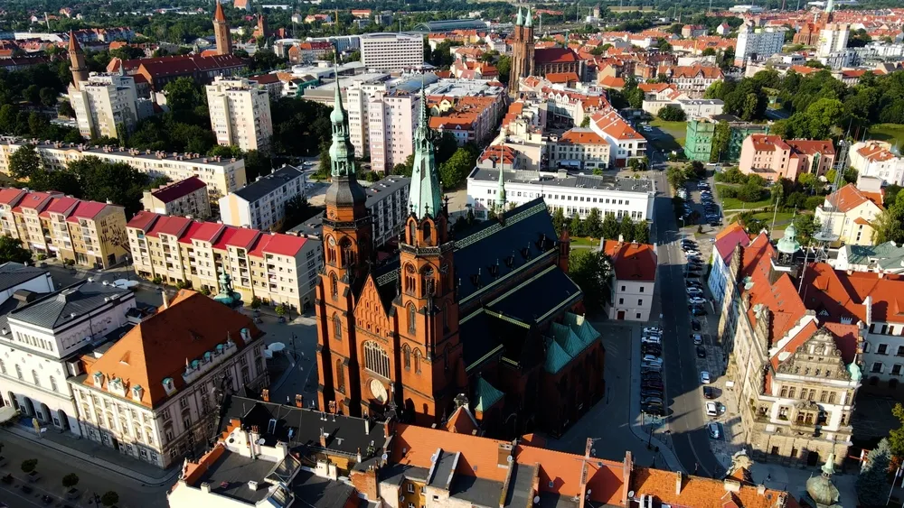 view panorama city architecture ancient Europe Legnica Poland