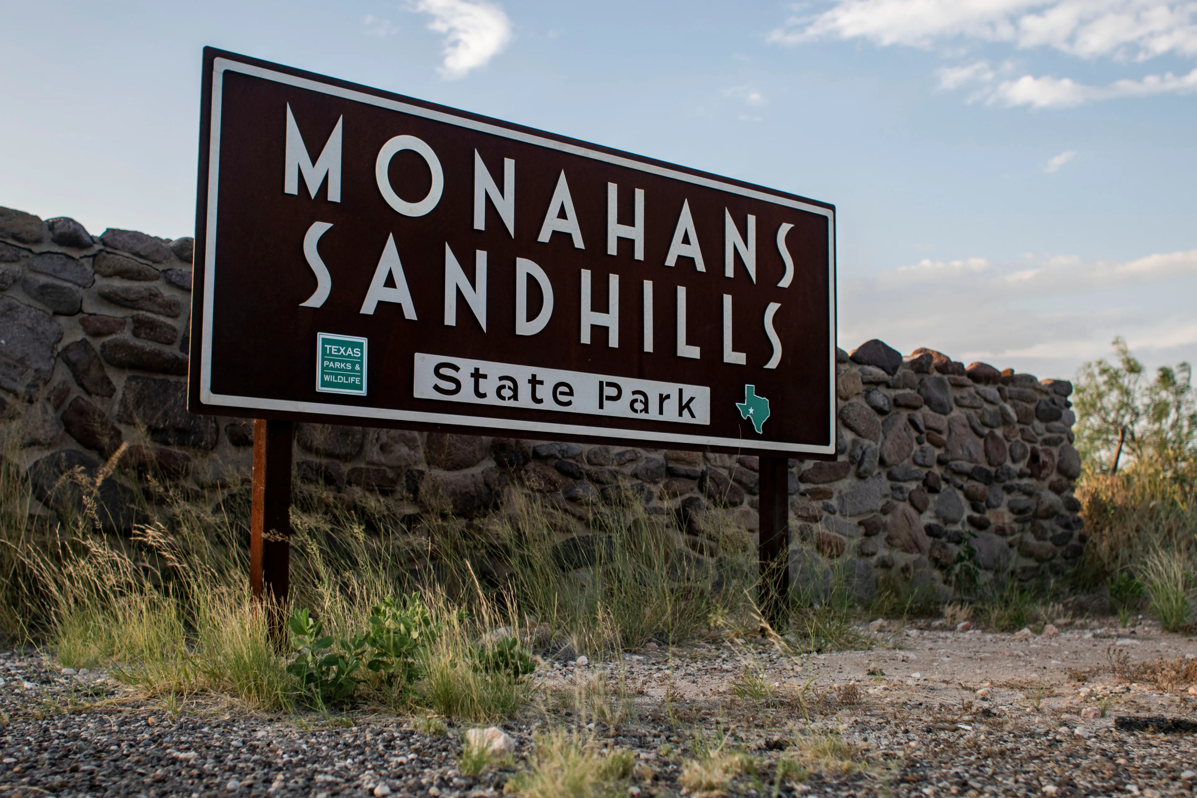 Monahans, Texas - July 2, 2020: Monahans Sandhills State Park sign