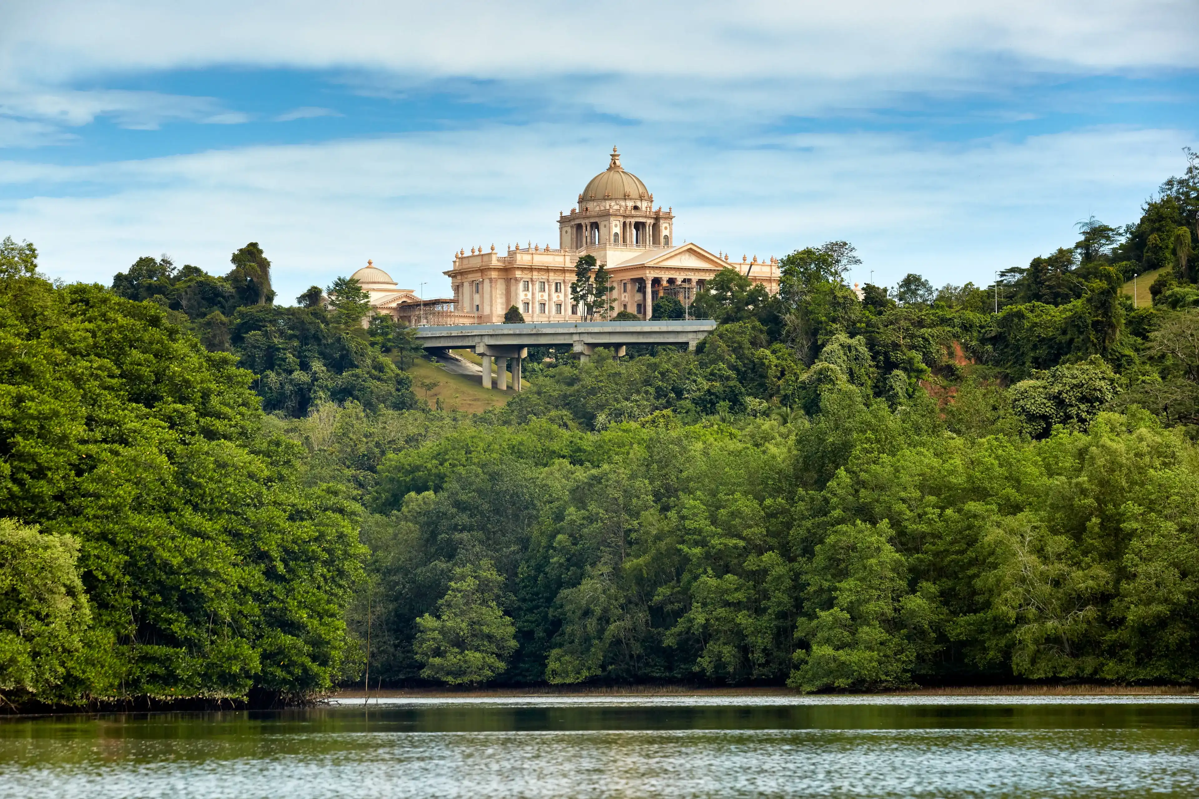 Bandar Seri Begawan,Brunei Darussalam/MARCH 31,2017: The new palace of sultan of Brunei. View from river Bandar Seri Begawan,Brunei Darussalam/MARCH 31,2017: The new palace of sultan of Brunei. View from river