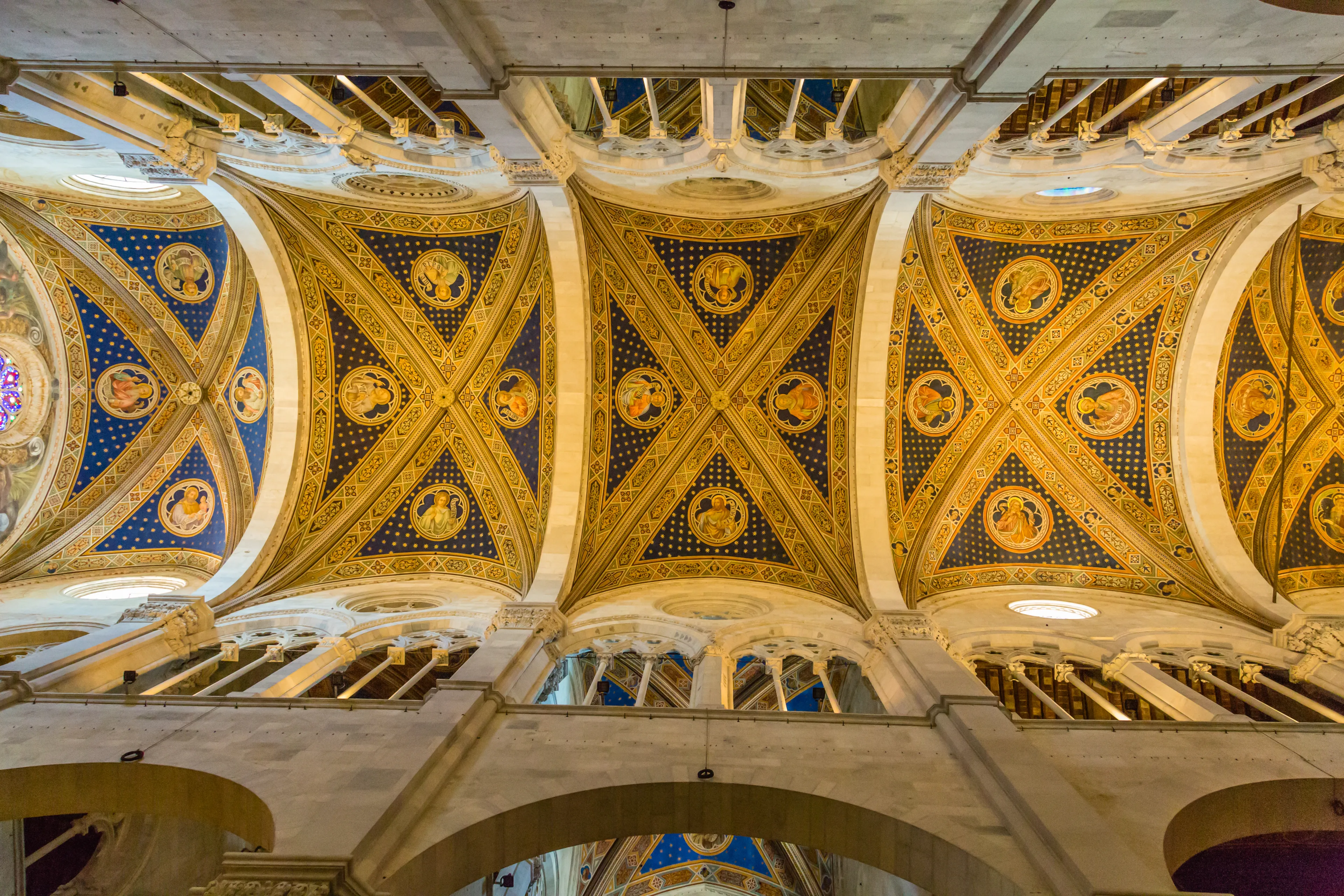 Lucca,Tuscany,Italy-16 May 2017: Interior of San Matino cathedral in Lucca, Tuscany -Ceiling