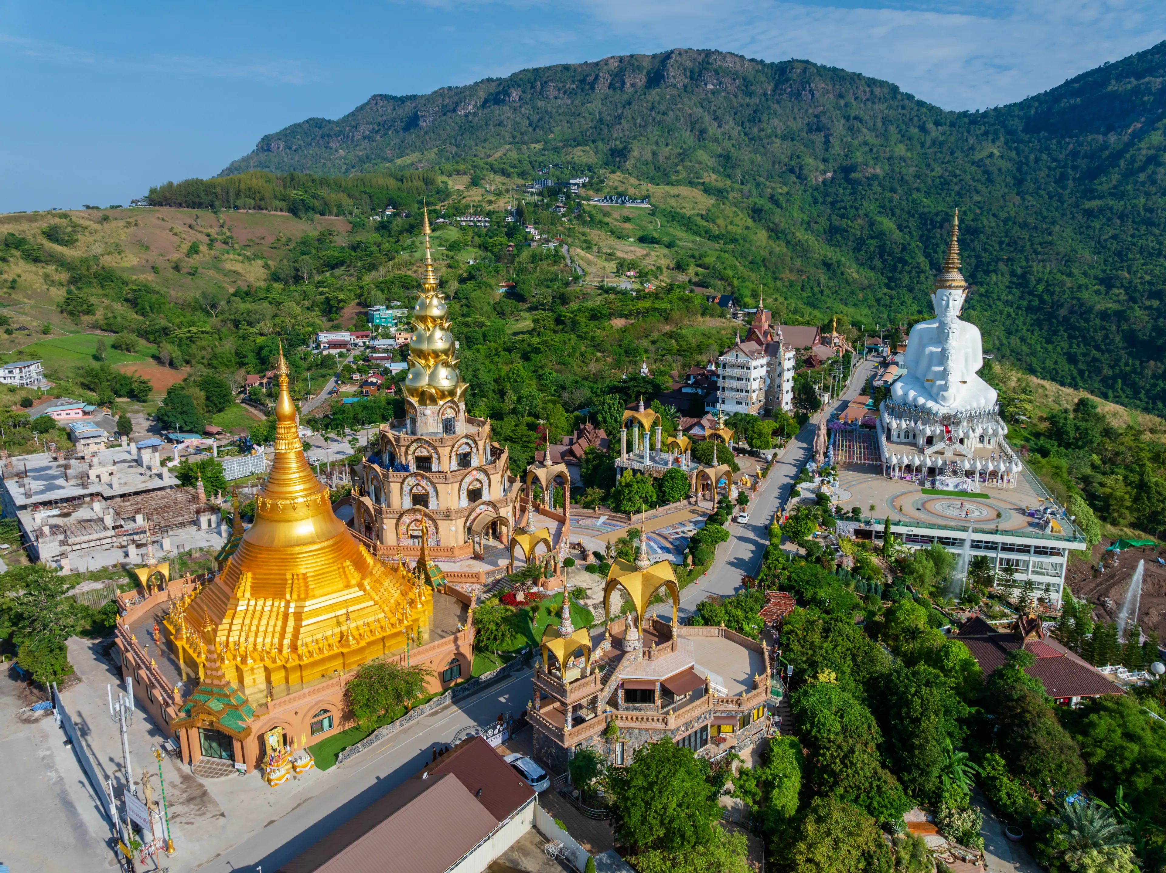 Five Buddha statues, Thai temple in Phetchabun province, Wat Phra That Pha Sorn Kaew, Khao Kho, Thailand Photographed on May 6, 2025