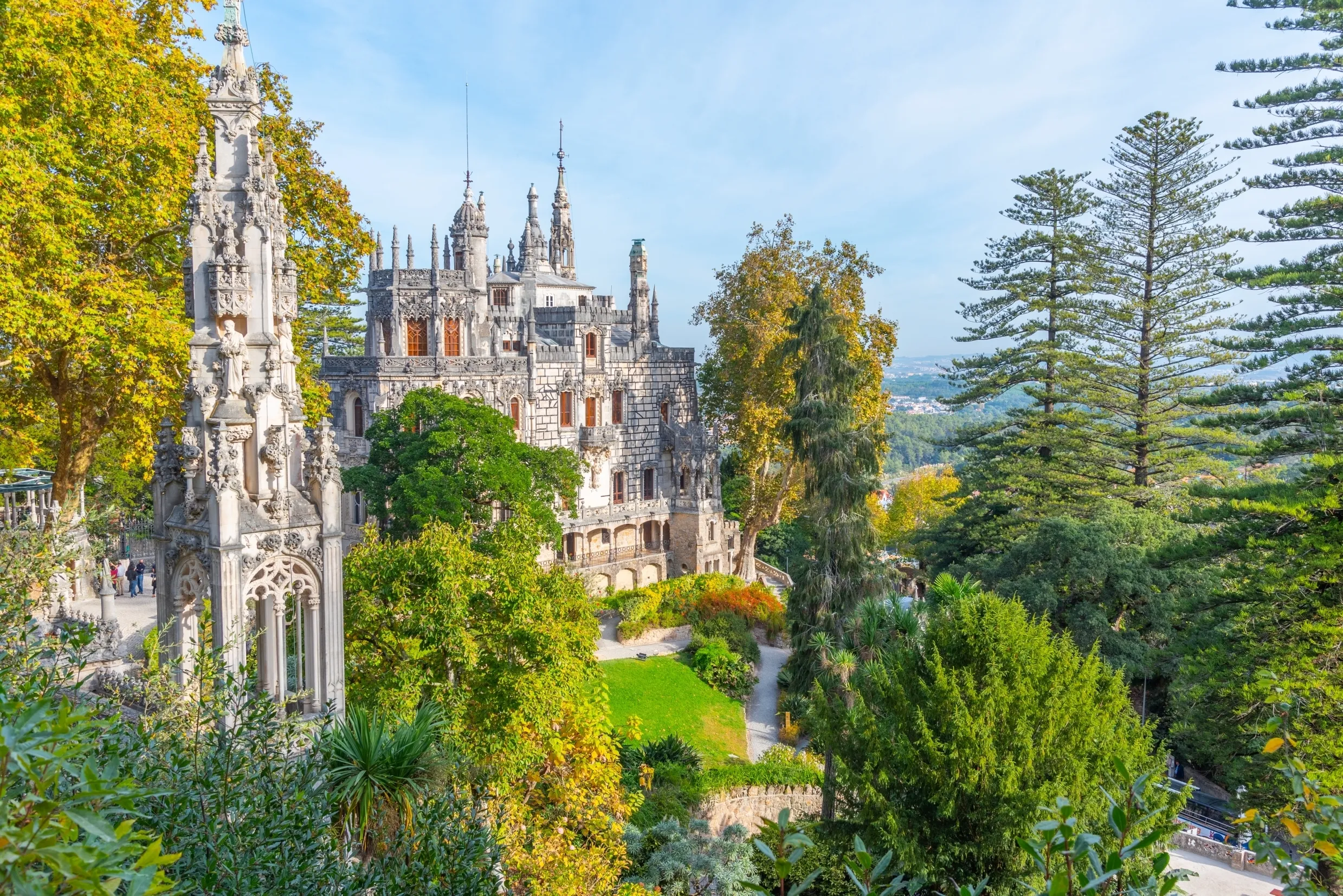 Main house of Quinta da Regaleira palace in Sintra, Portugal.