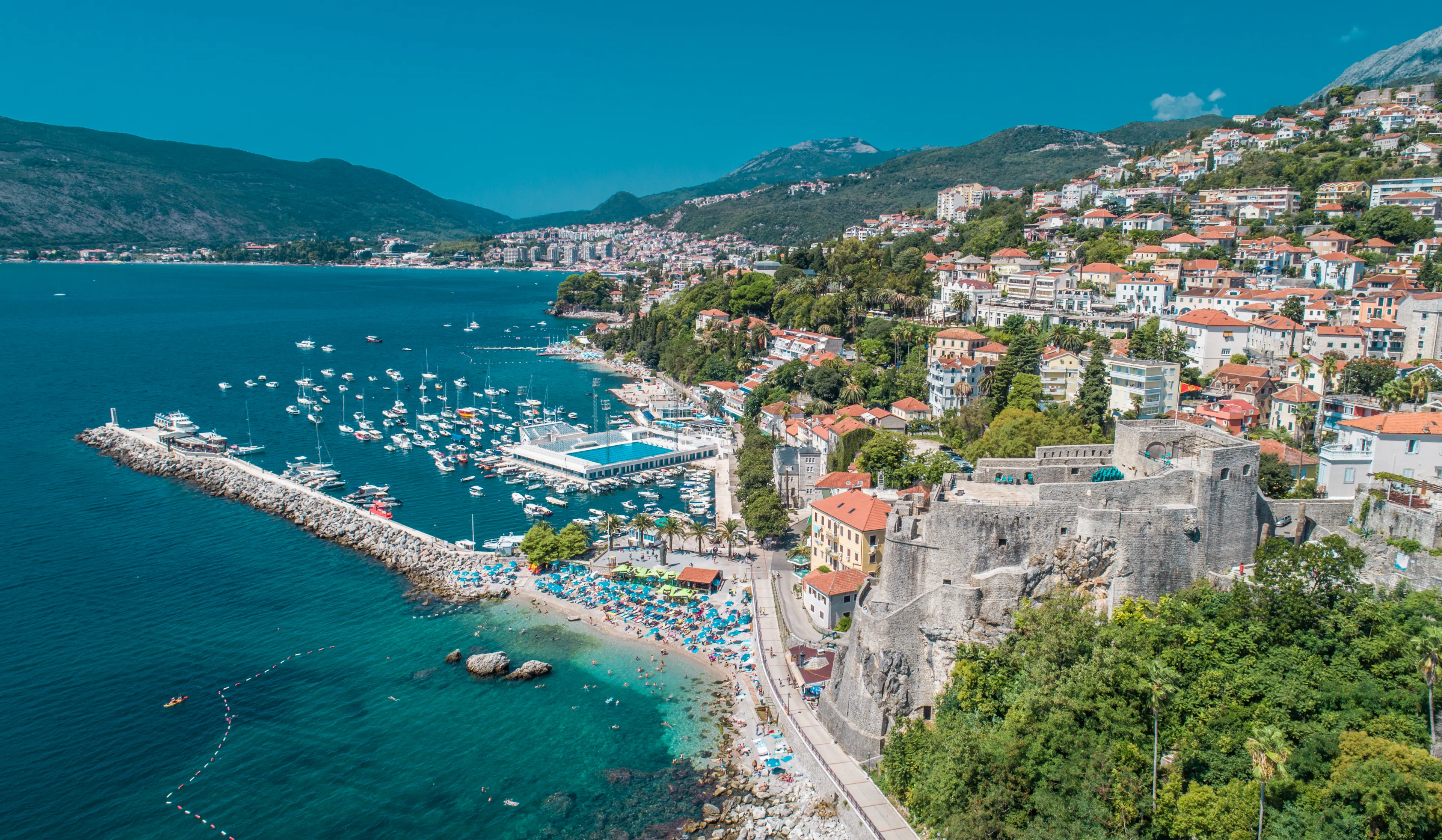 Herceg Novi, Montenegro aerial view on city