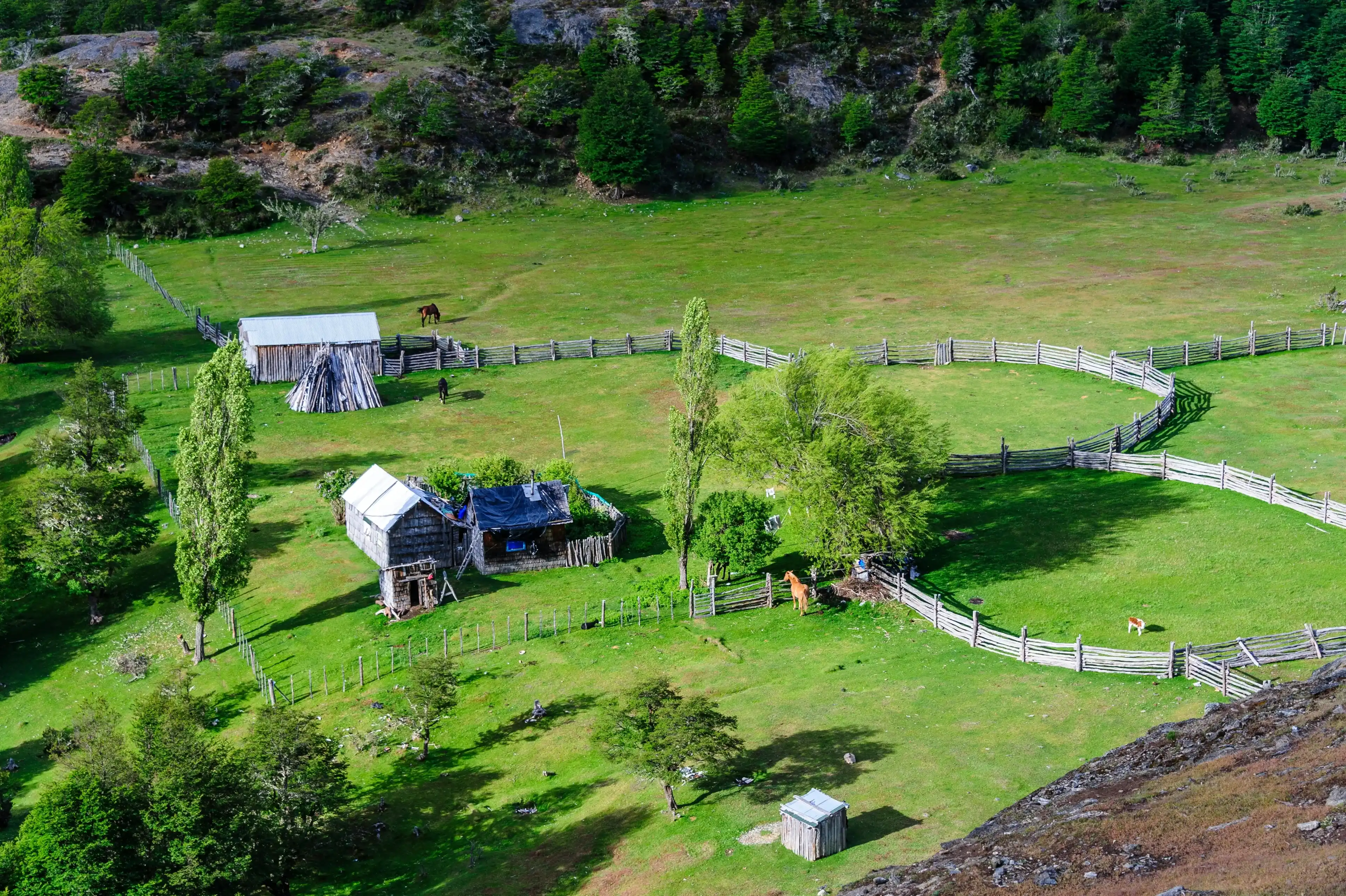 Chile, Aysen. Layout of remote family ranch (campo). Chile, Aysen. Layout of remote family ranch (campo).