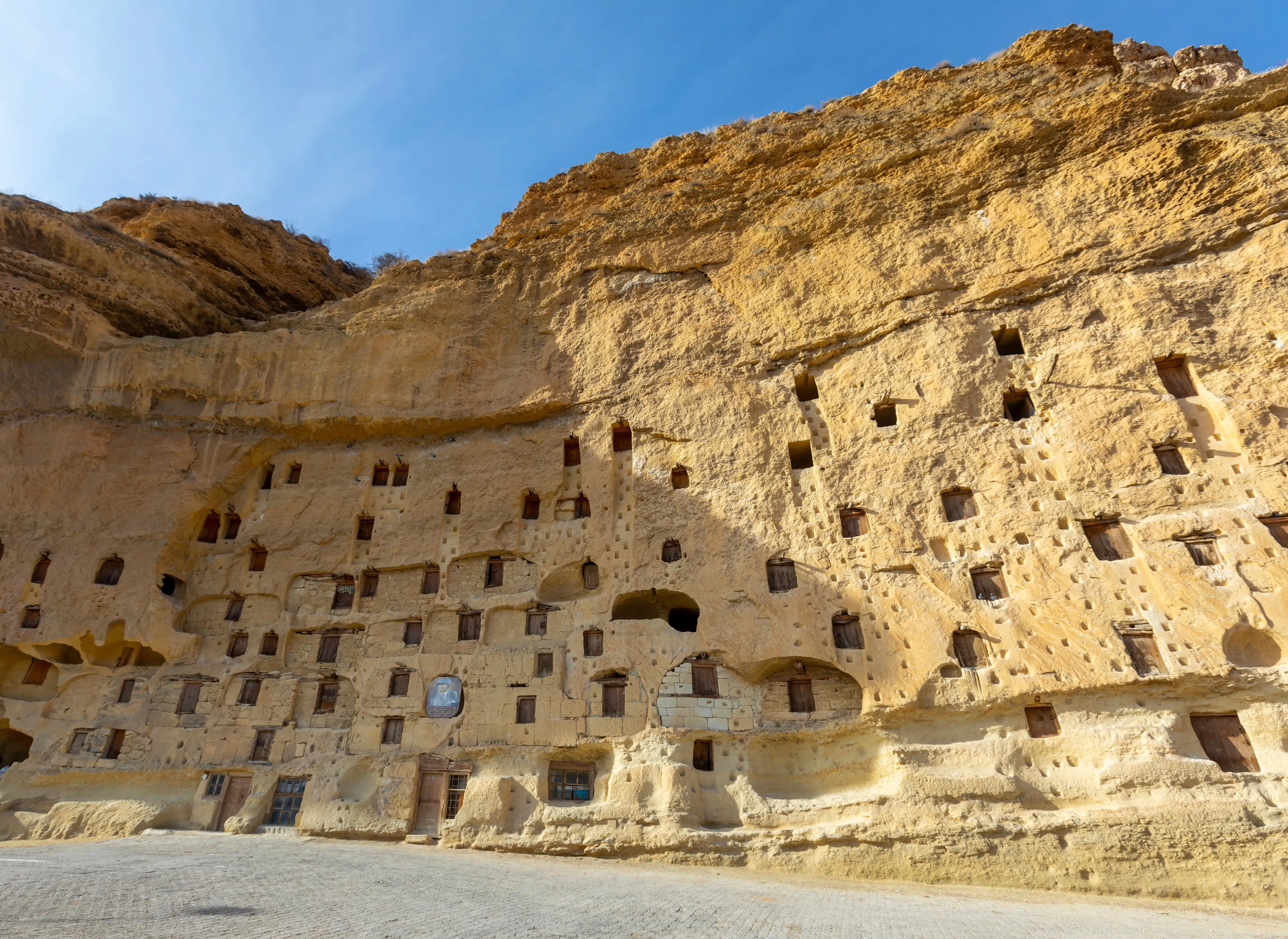 Karaman, Turkey, December 17, 2022: Taskale historic granaries in the town of Turkey Karaman.