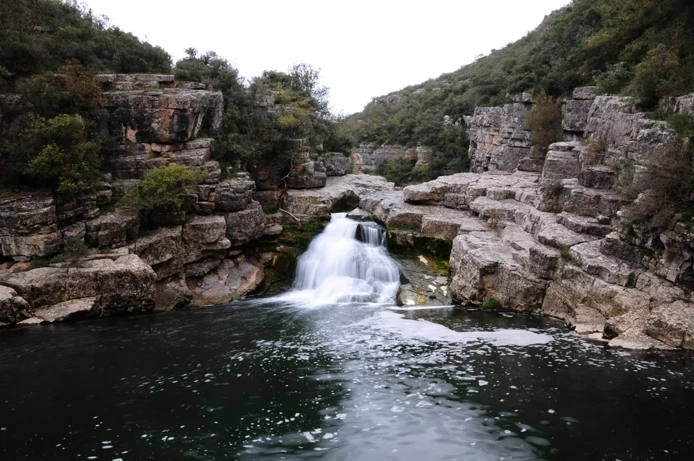Ballikayalar Waterfalls, located in Gebze, Turkey, are deep in the canyon. There are 2 large waterfalls throughout the canyon.