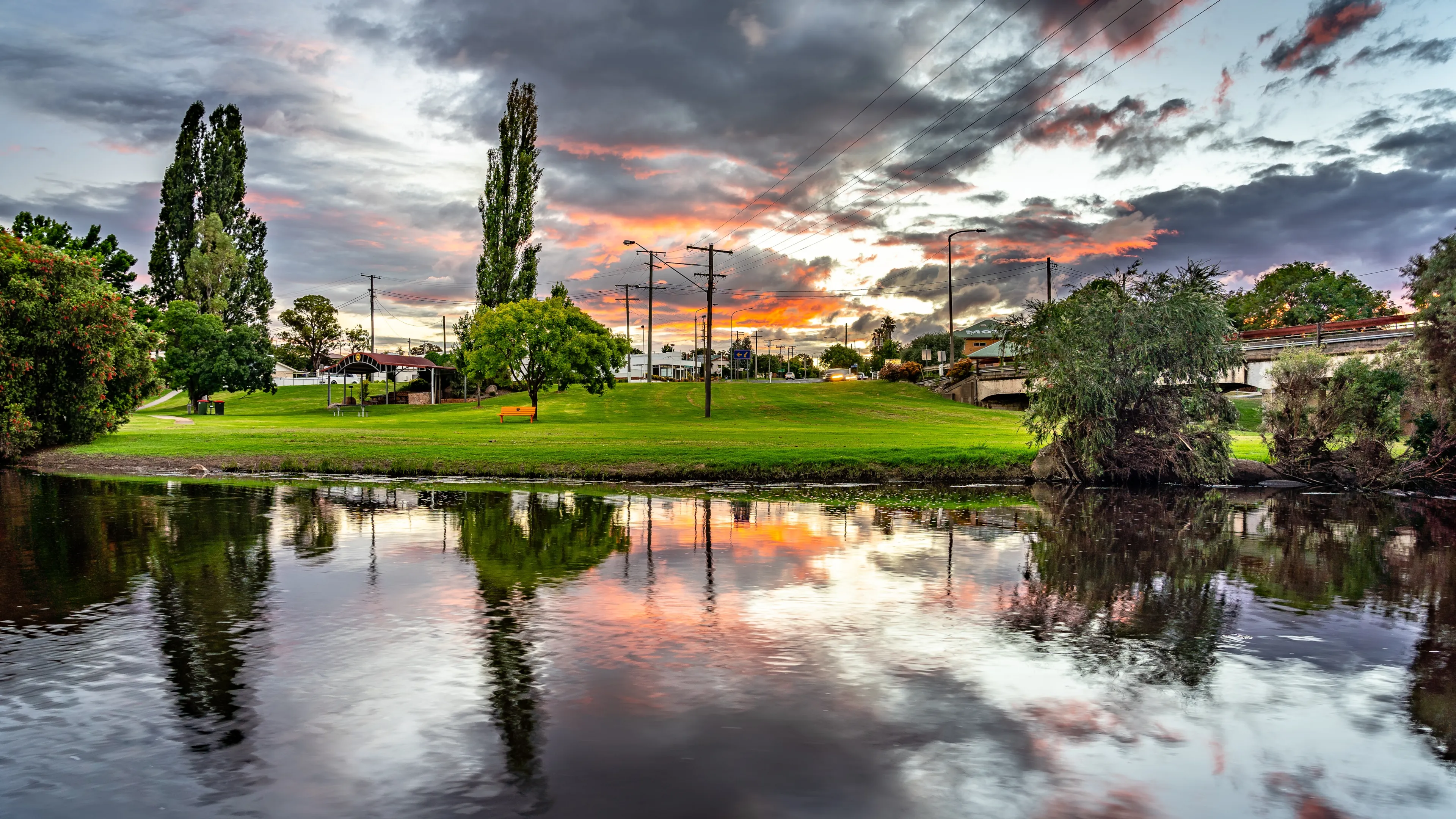 Stanthorpe, Queensland, Australia - Jan 4, 2022: Picturesque view over the Quart Port creek at sunset