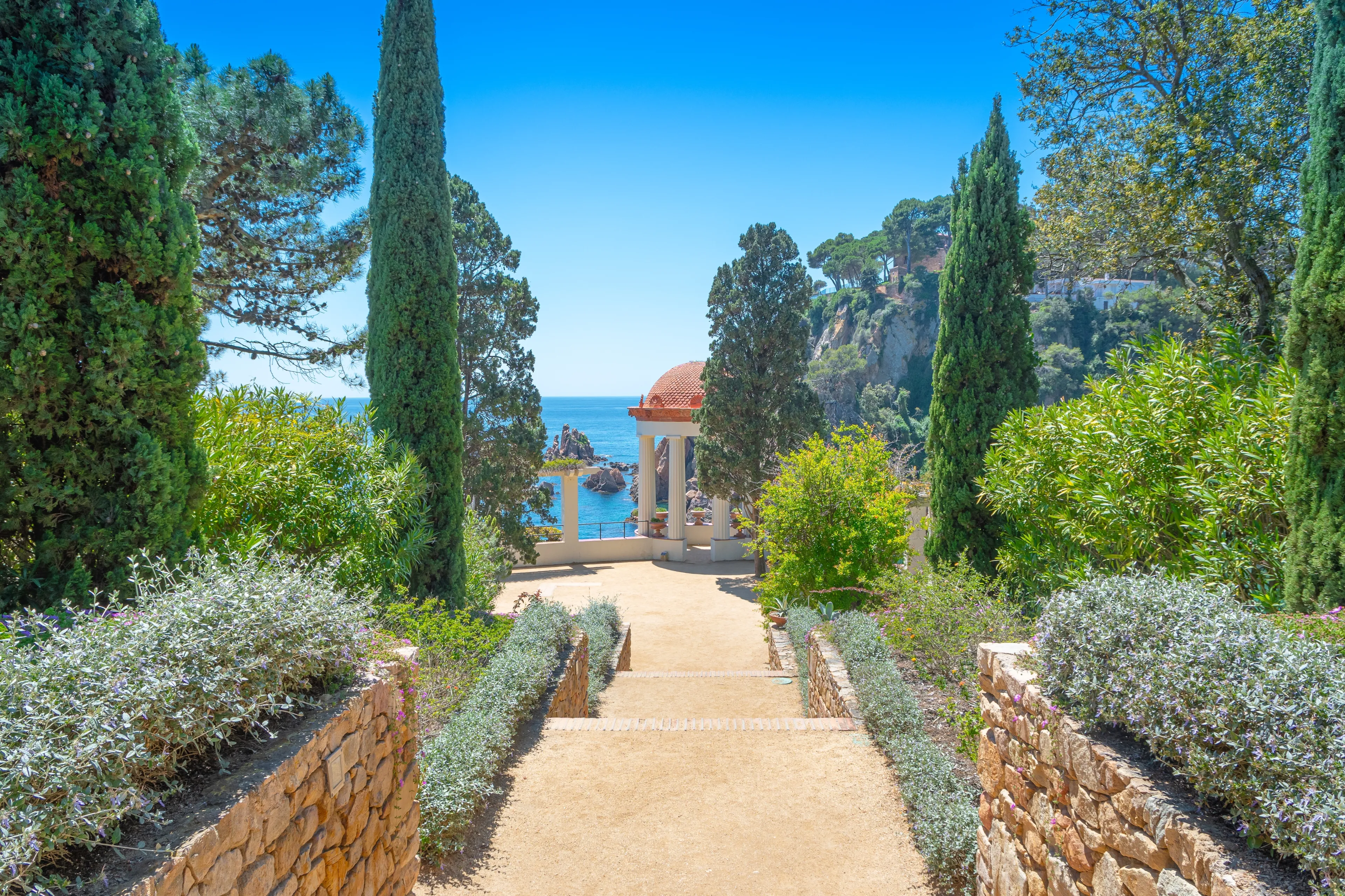 Blanes, Spain - 09 May 2024: Marimurtra Botanical Garden in Blanes, Costa Brava. 
