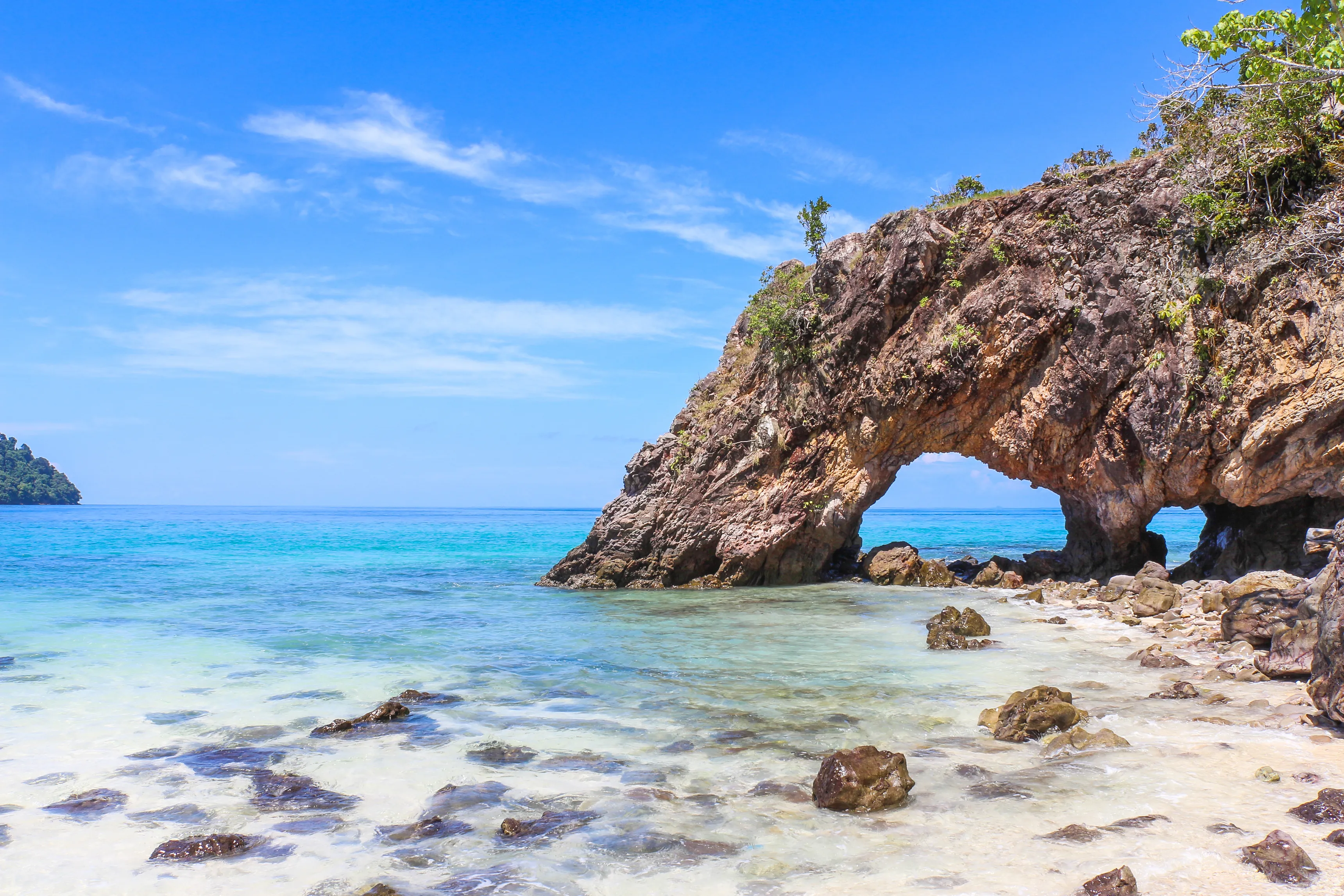 Stone arch at Khai Island, Tarutao National Park, Satun Province, Thailand