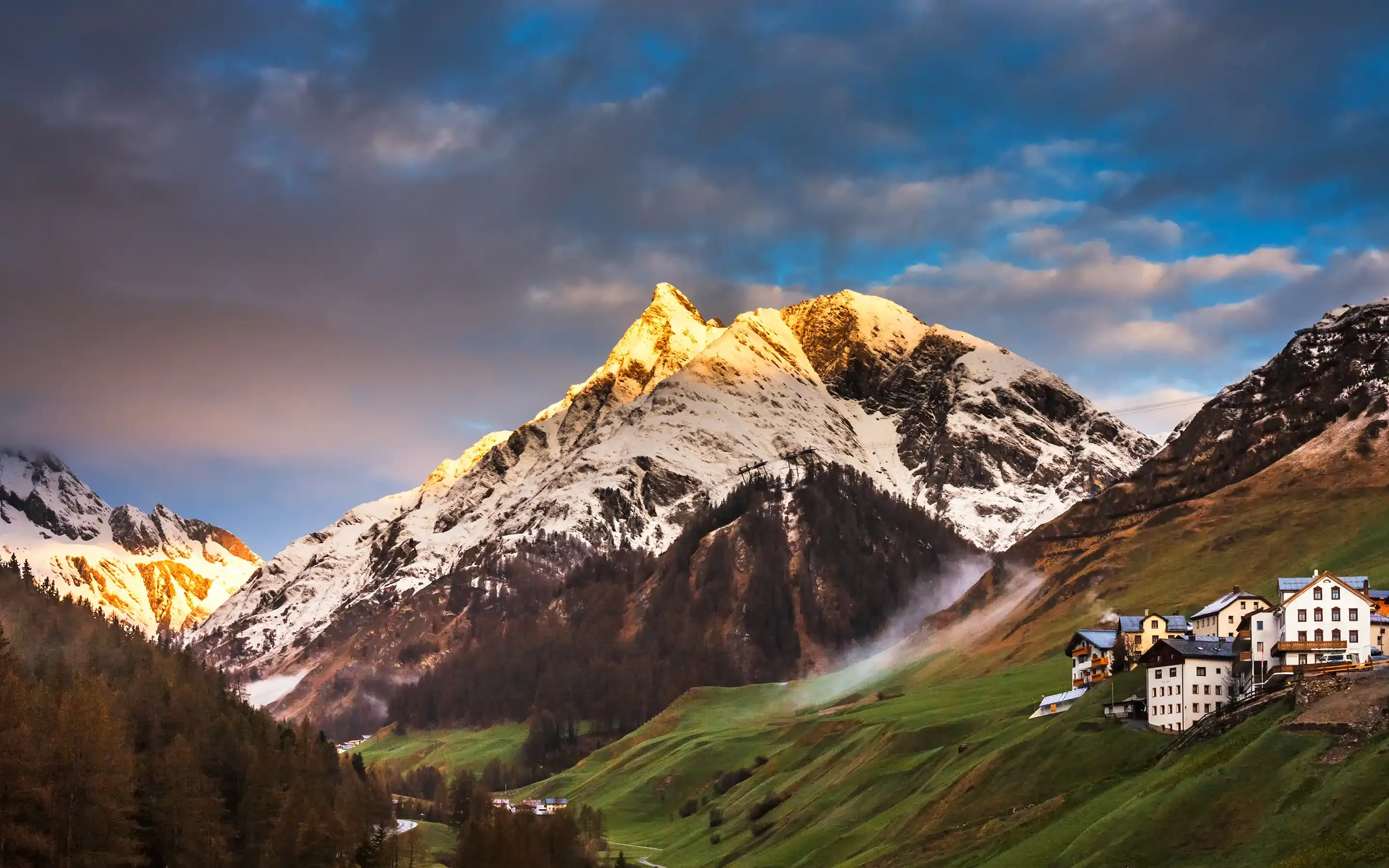 Beautiful morning in ski resort Samnaun in Switzerland, Europe. Beautiful morning in ski resort Samnaun in Switzerland, Europe.