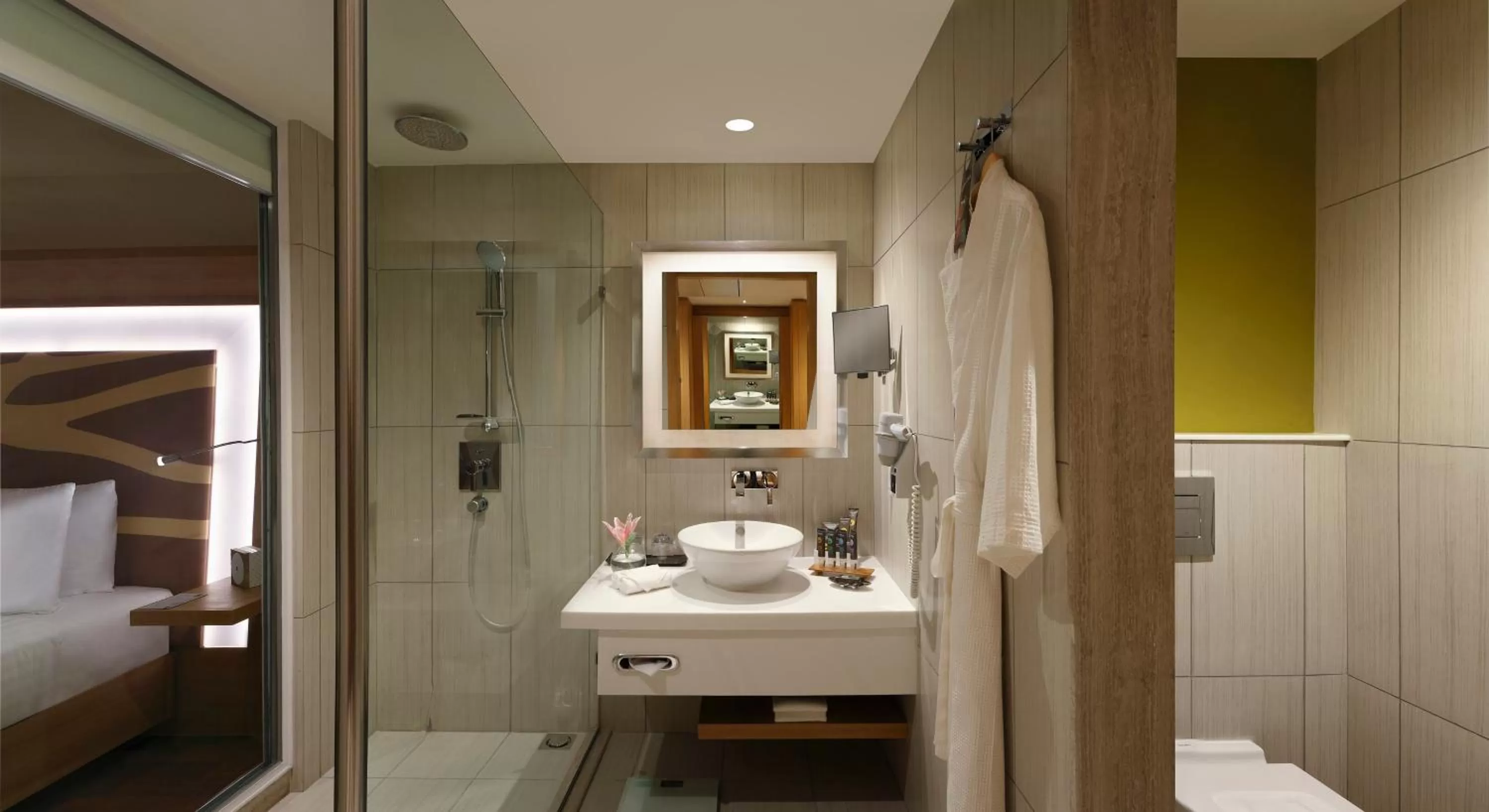 Bathroom, Bed in Novotel Chennai OMR