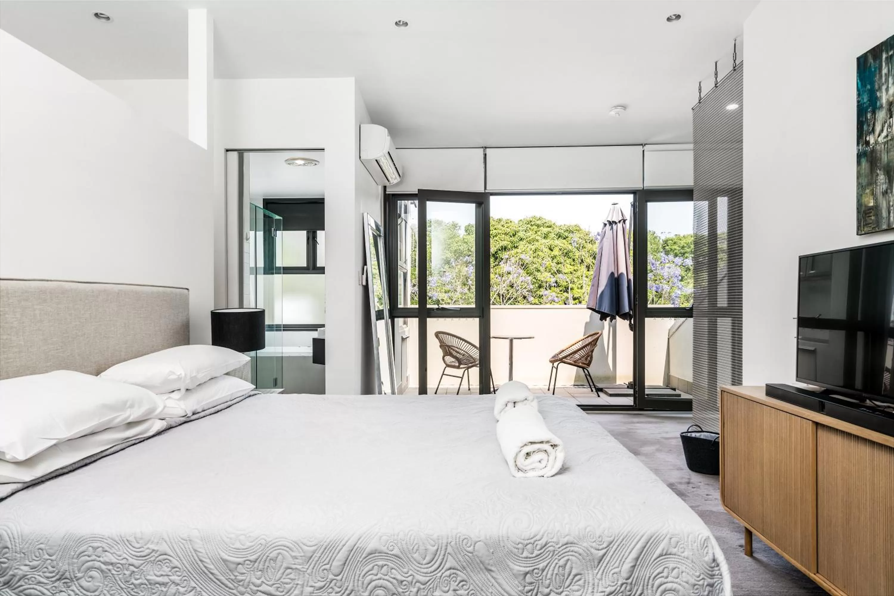 Bed in Byron Butter Factory Apartments