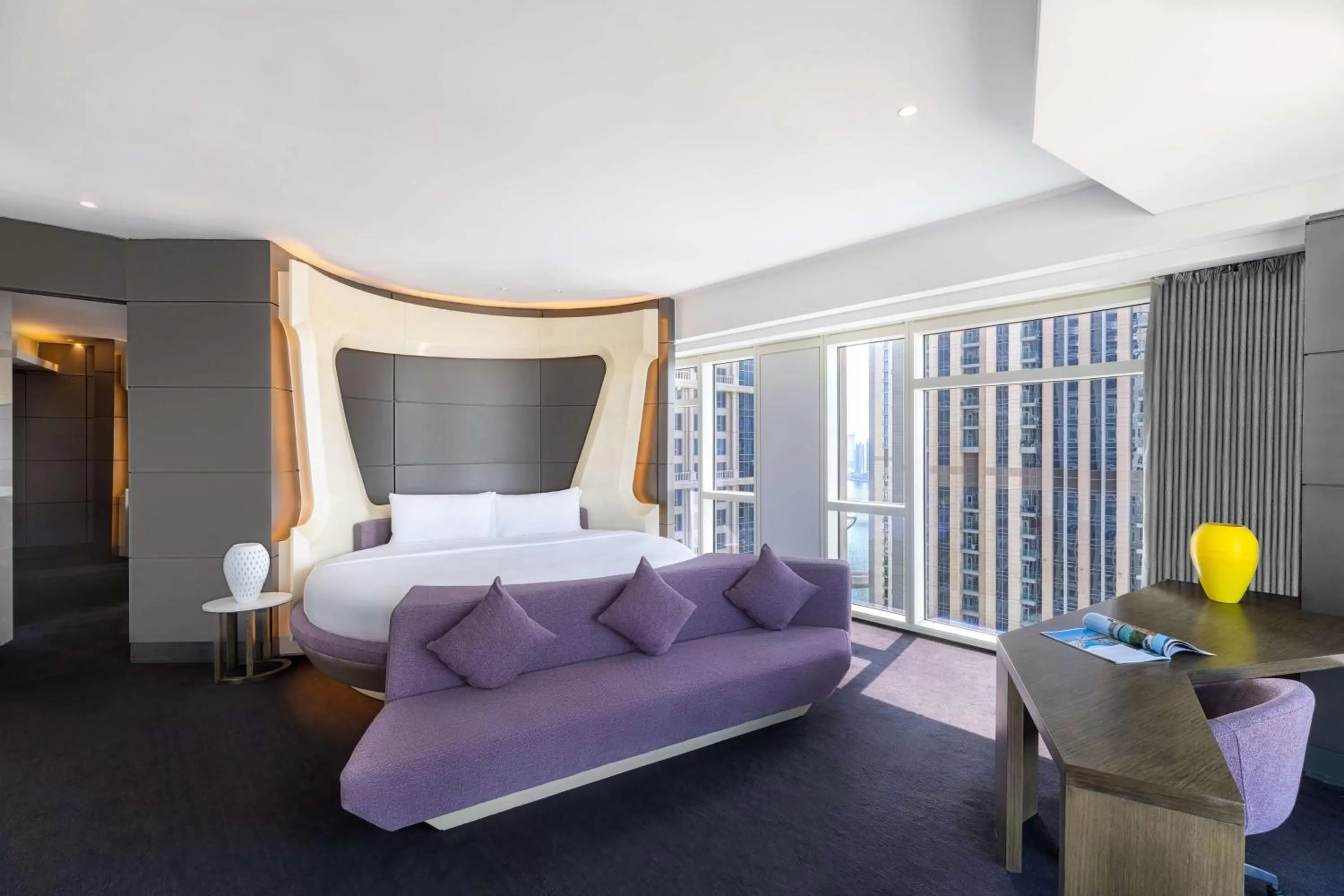 View (from property/room), Bed in V Hotel Dubai, Curio Collection by Hilton