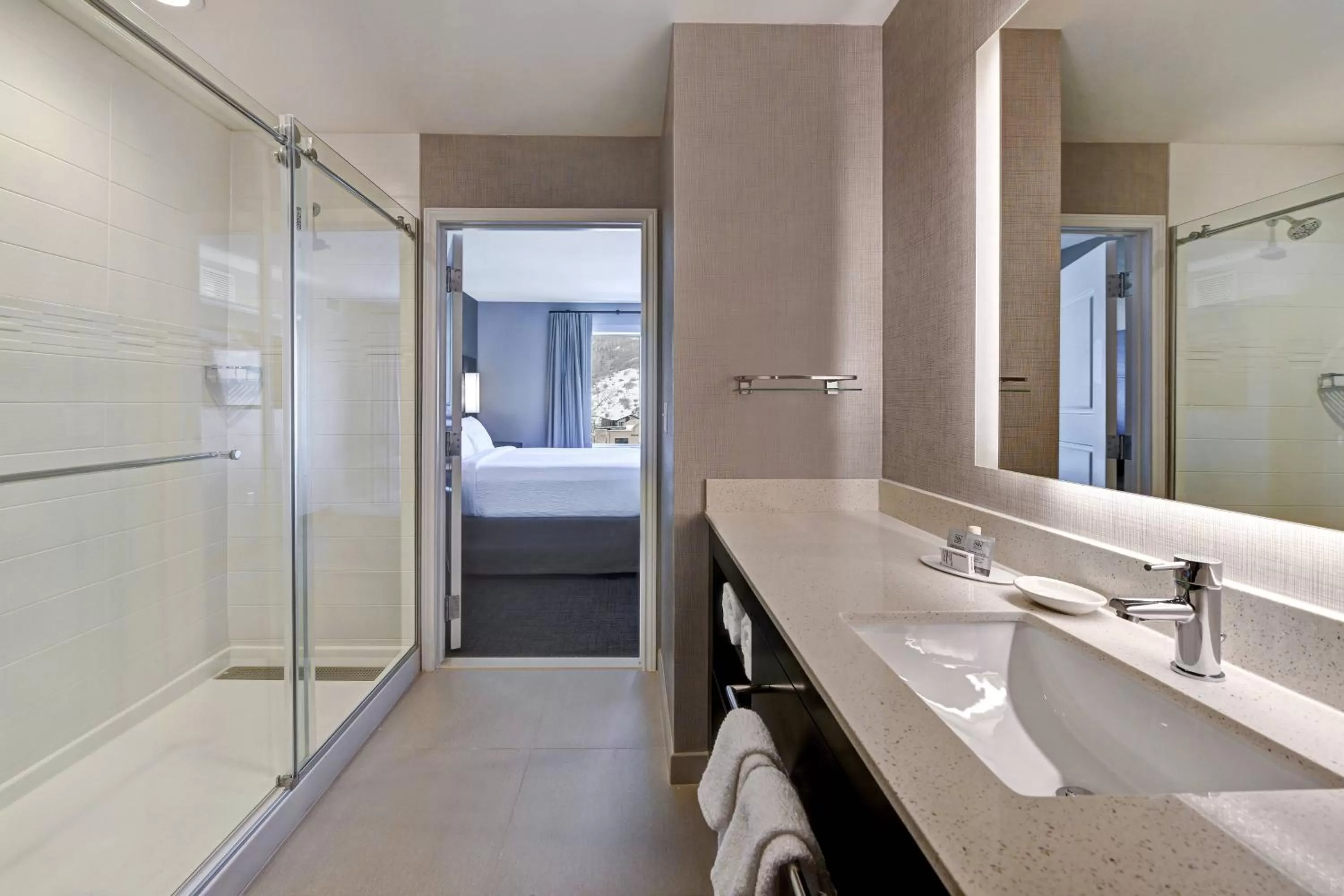 Bathroom, Bed in Residence Inn by Marriott Steamboat Springs