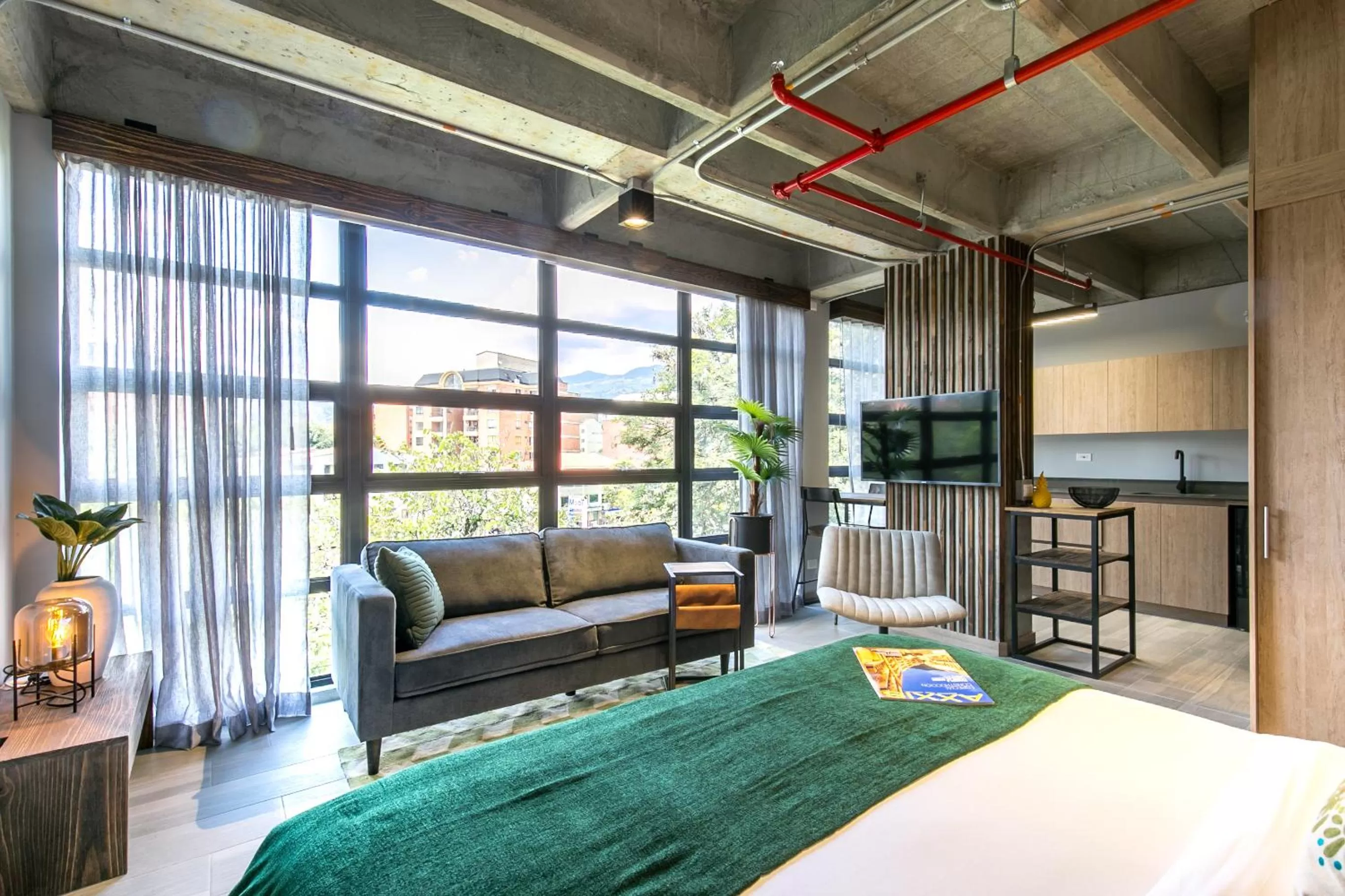 Bed in Factory Lofts Hotel