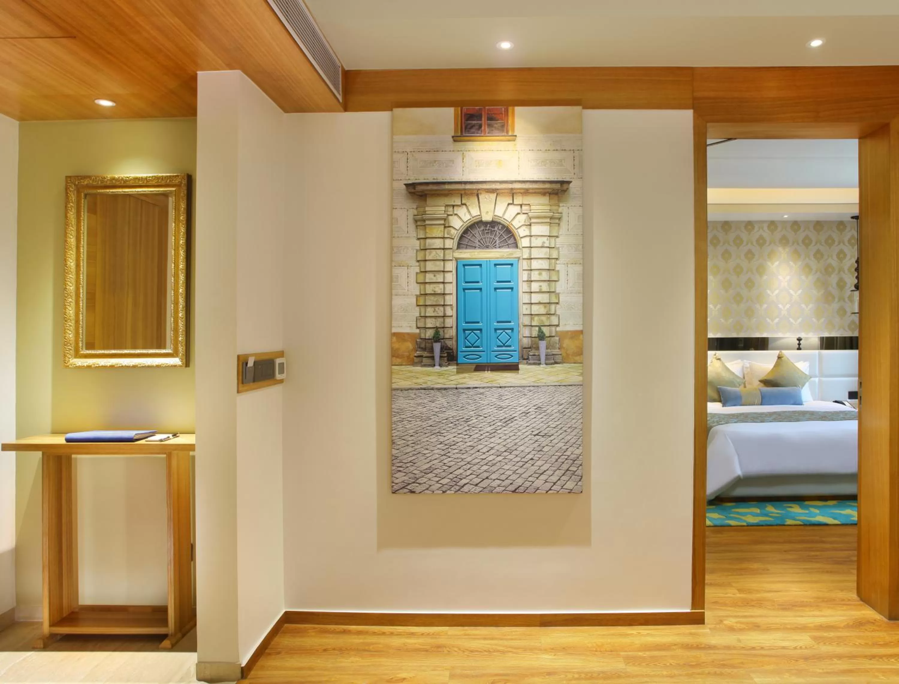 Living room, Bed in Radisson Blu Jammu