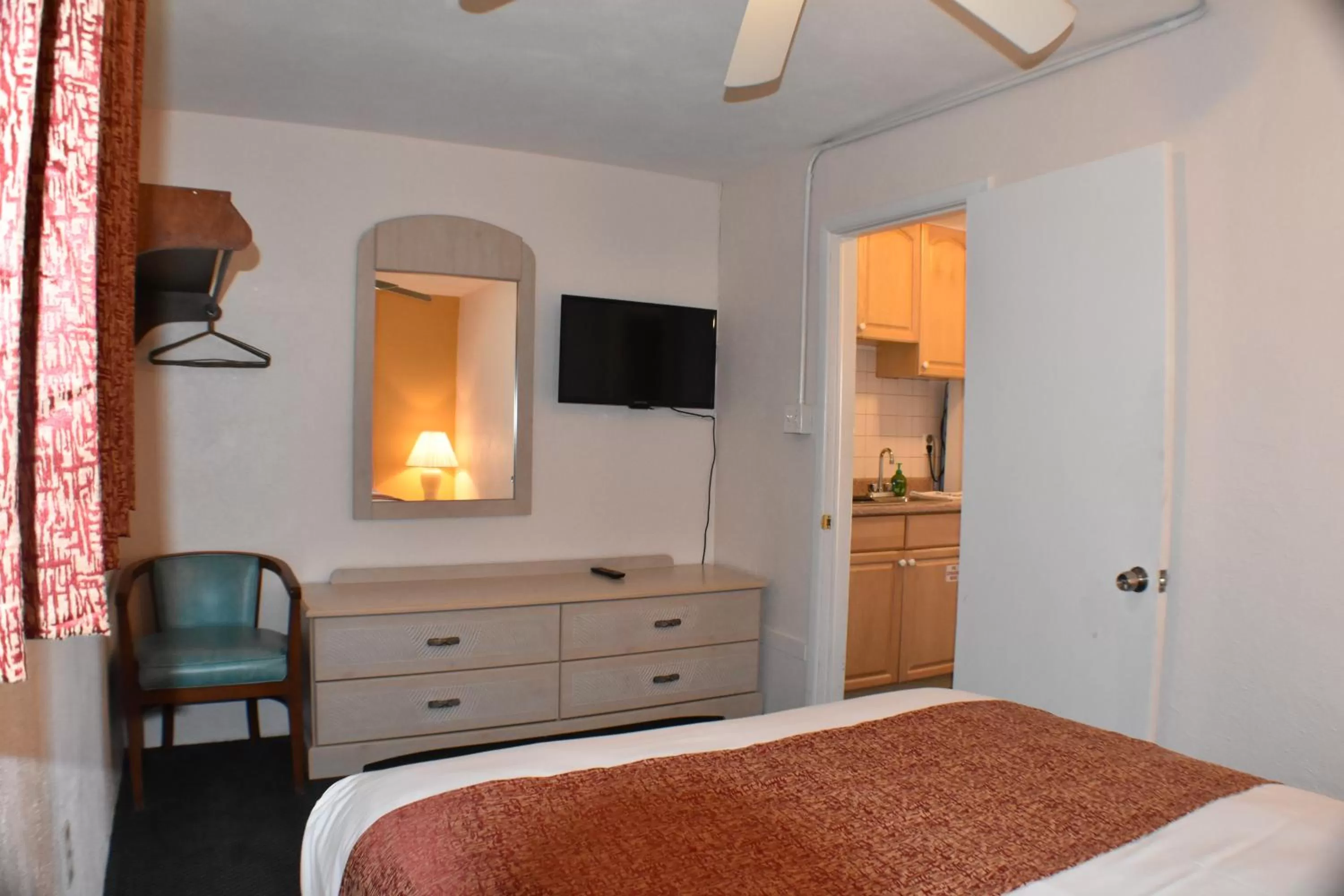 Bed in Blue Water Motel