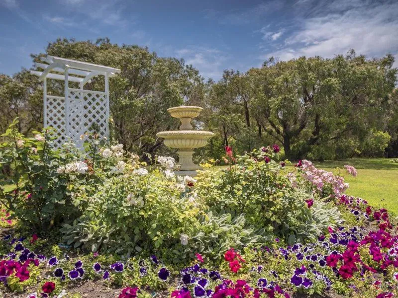 Garden view in Emu Beach Chalets