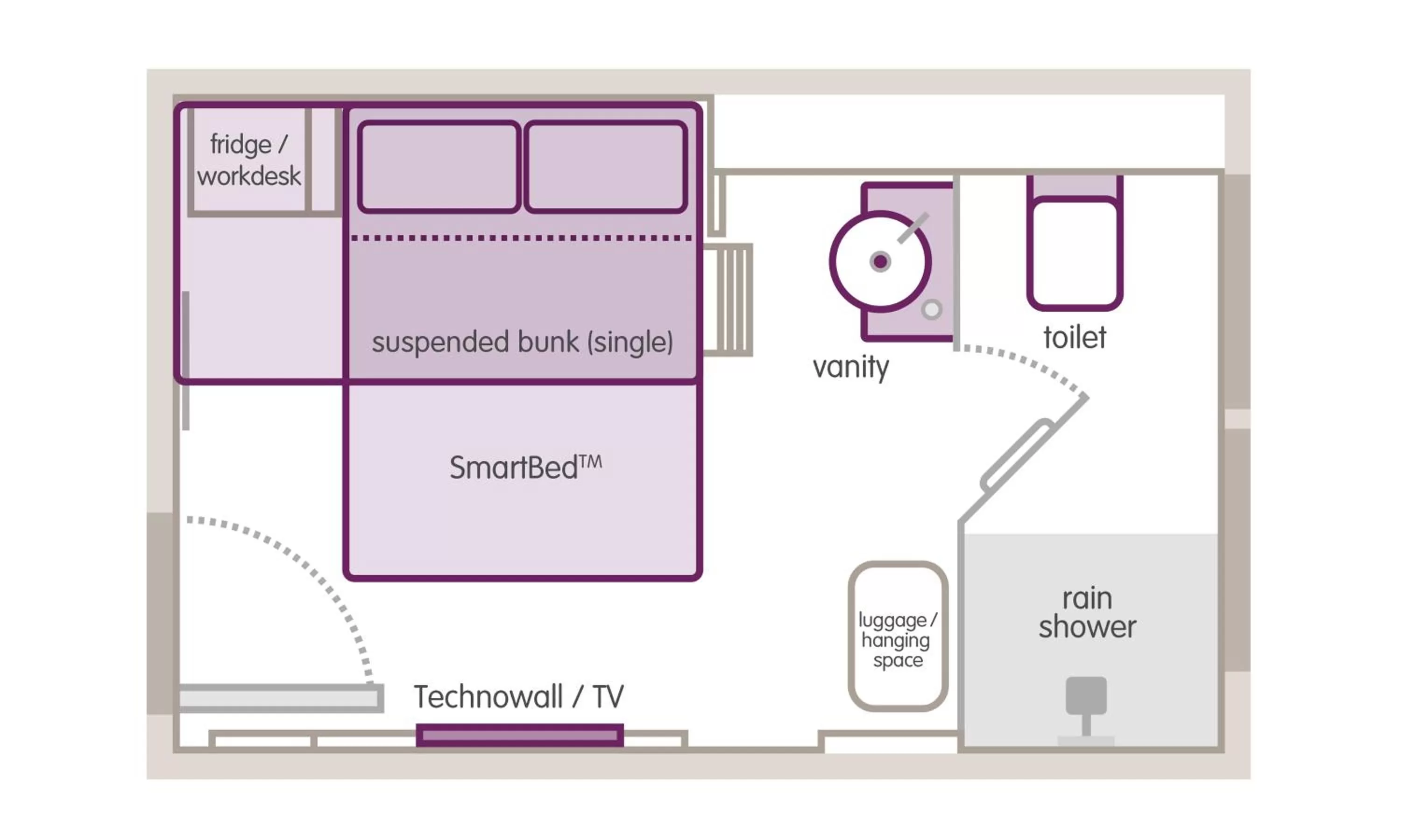 Floor plan in YOTEL Singapore Orchard Road