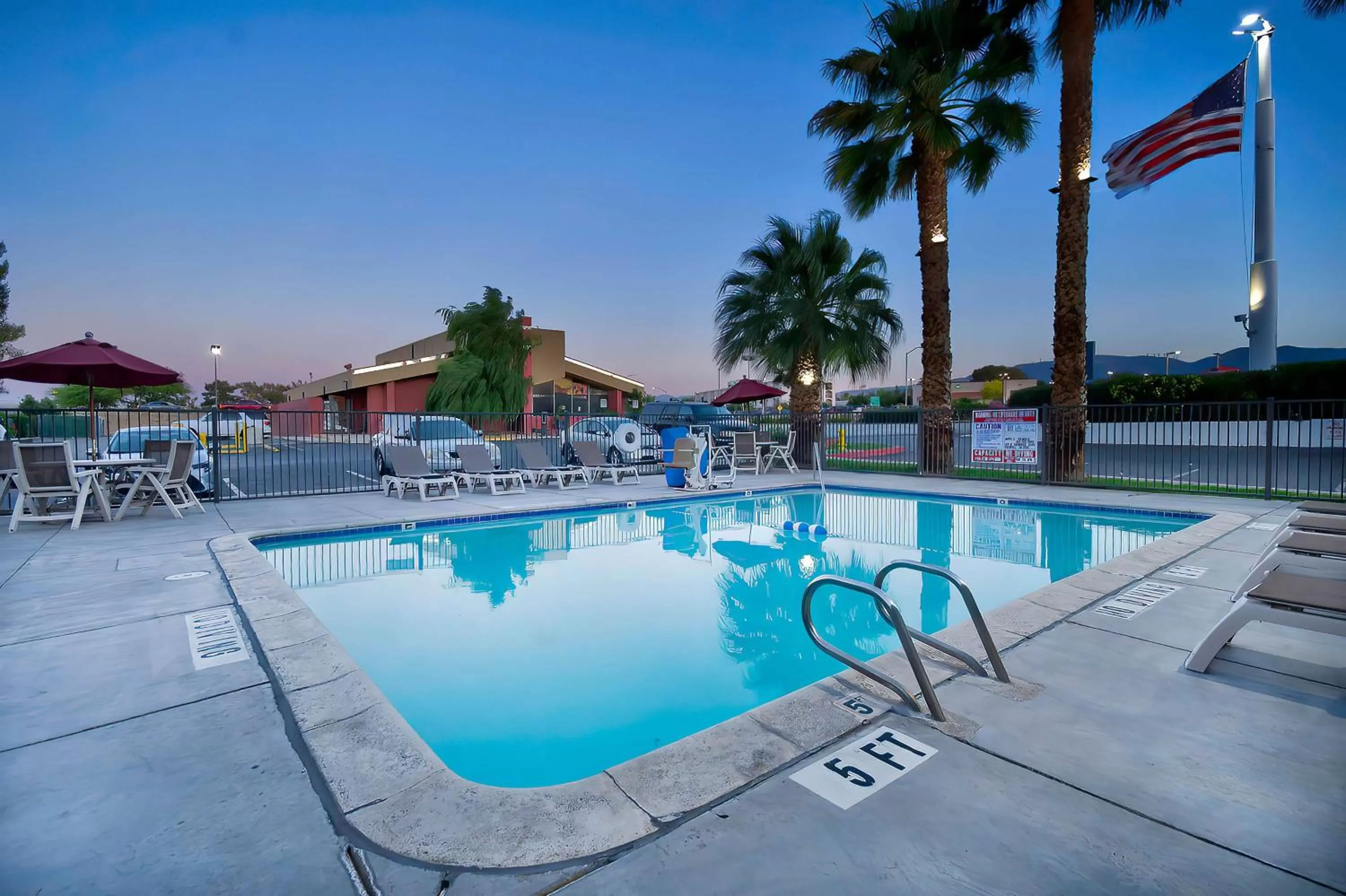 Pool view in Motel 6-Palmdale, CA
