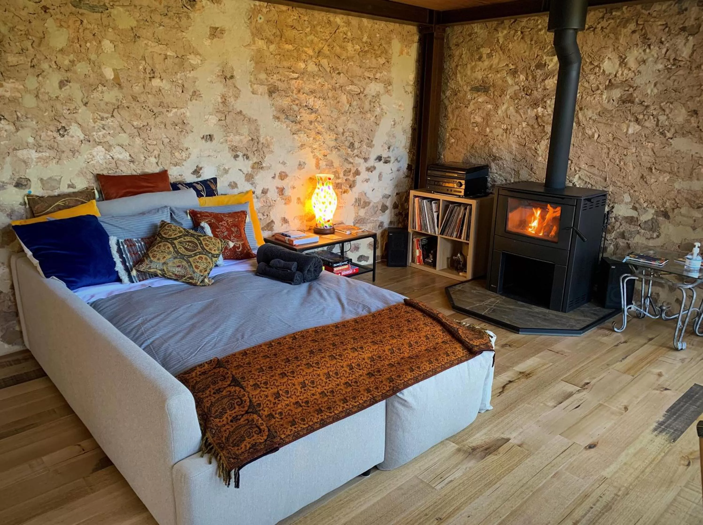 Bed in The Old Chaff Mill Organic Vineyard Retreat