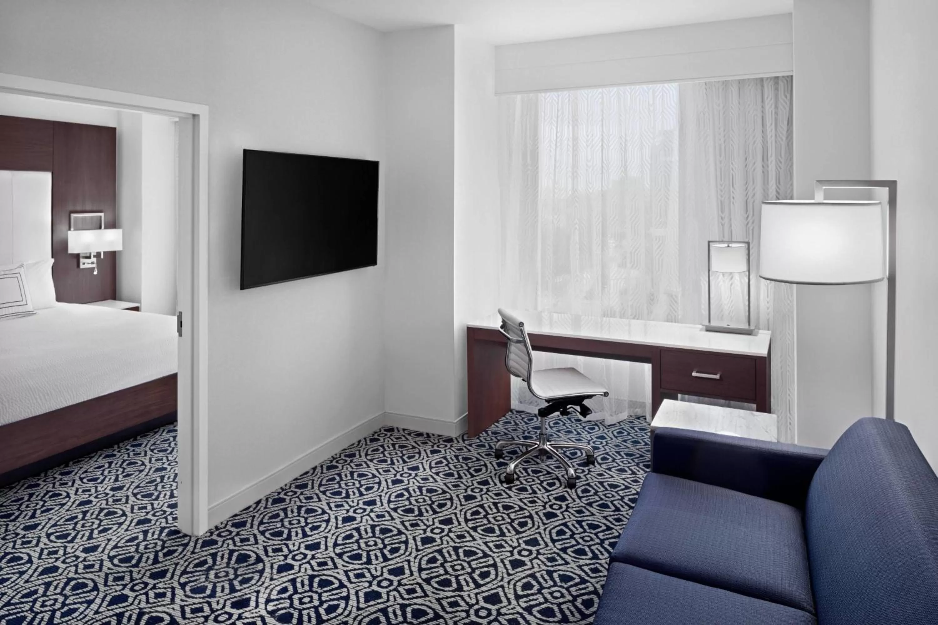 Living room, Bed in Residence Inn by Marriott Stamford Downtown