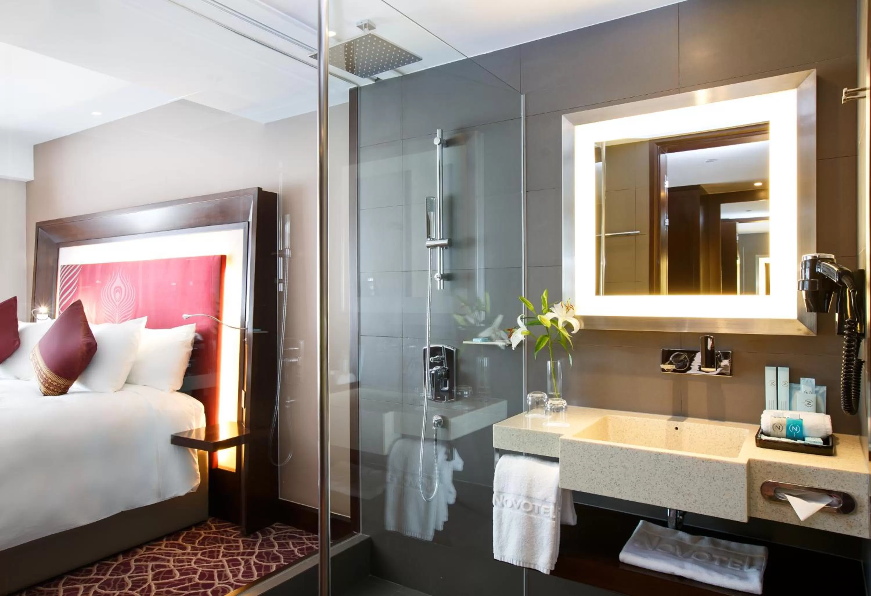 Bathroom, Bed in Novotel Yangon Max