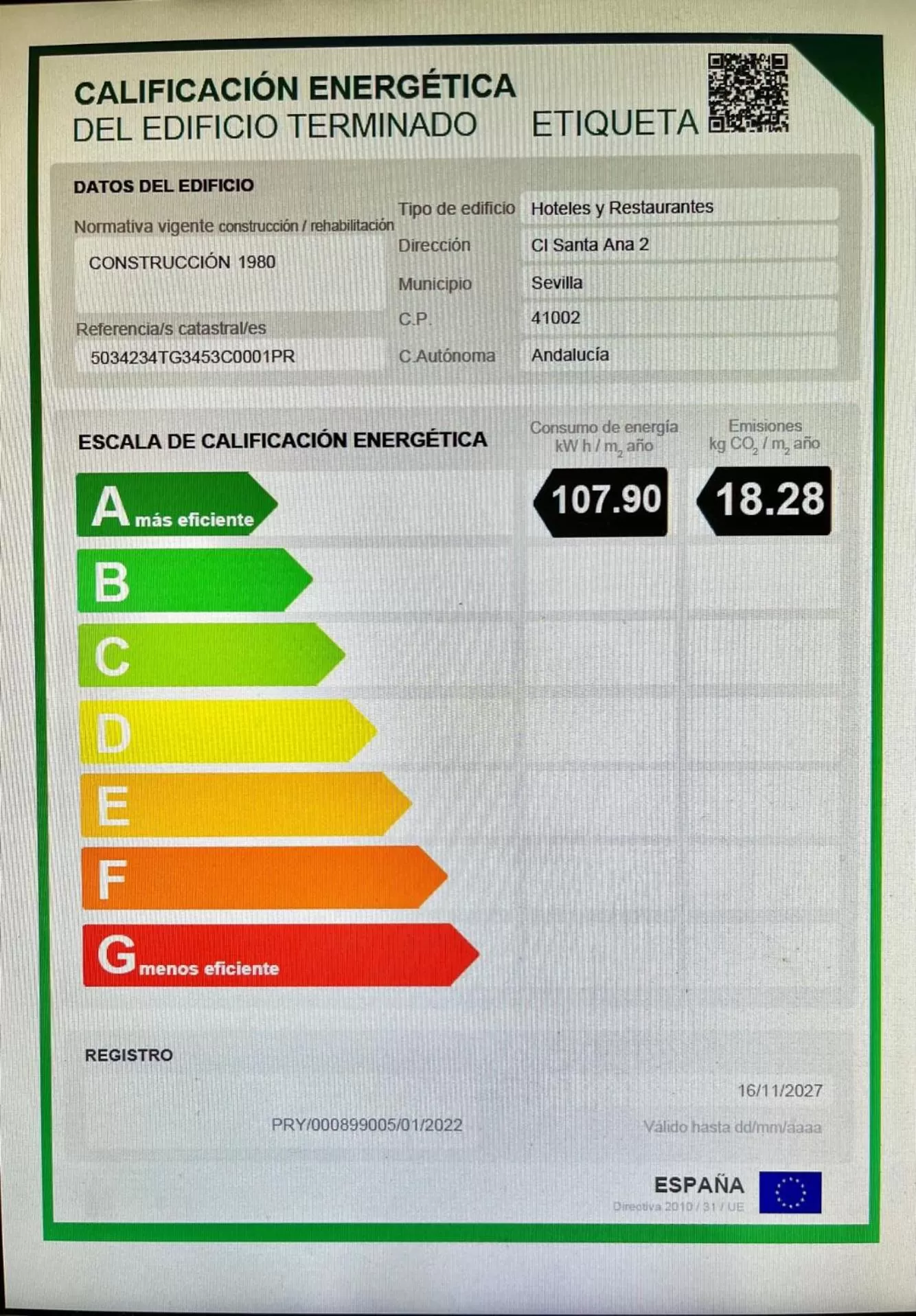 Certificate/Award in Sacristia de Santa Ana