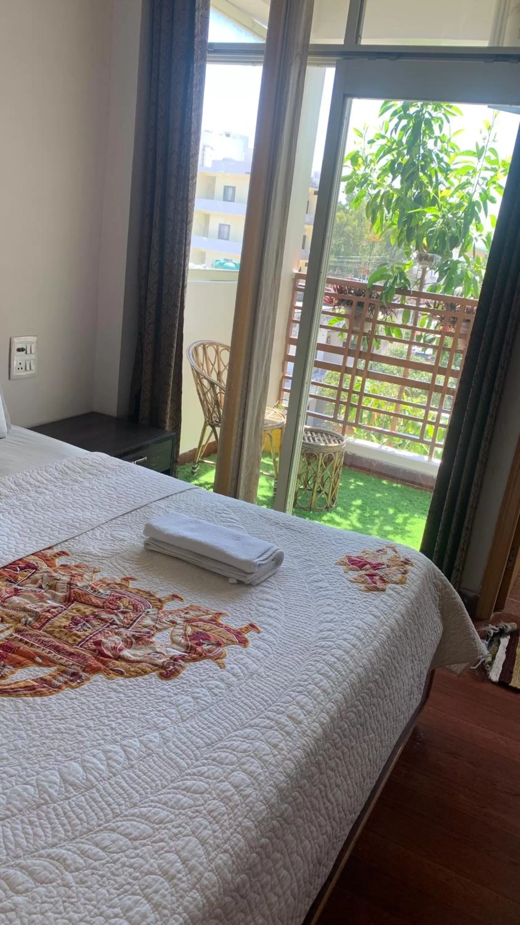 Bed in Rudram Hotel Yoga & Ayurveda Retreat