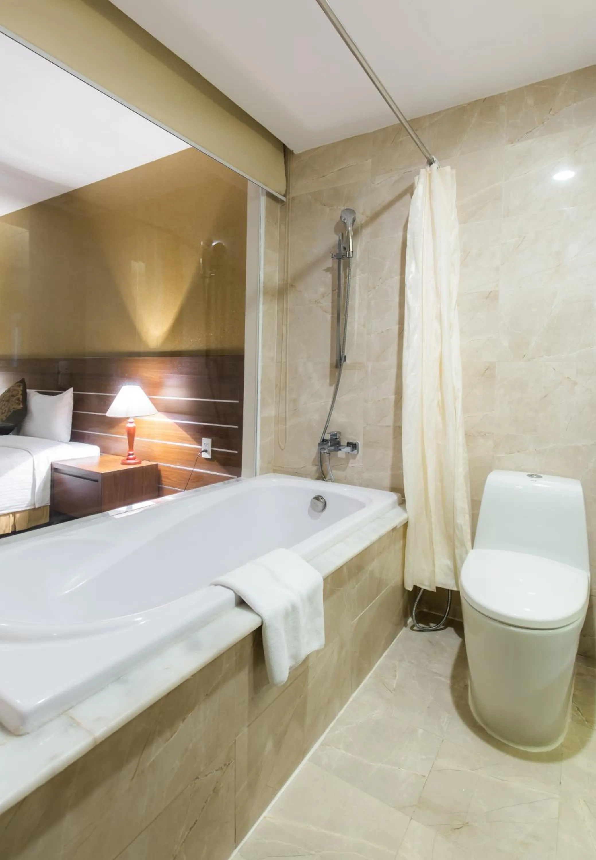 Bathroom, Bed in Muong Thanh Grand Nha Trang Hotel