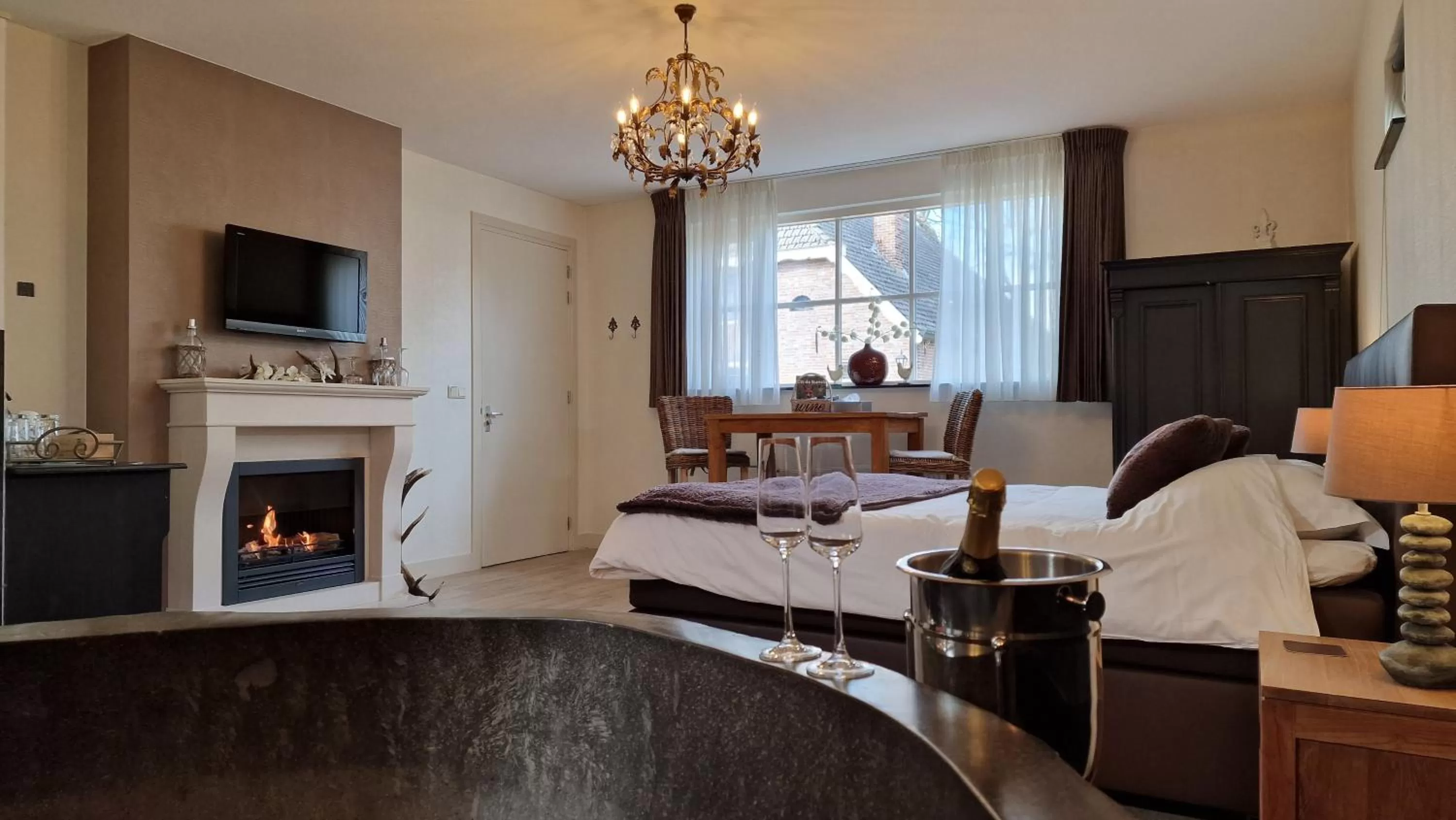 Bed, Seating Area in B&B De Droomhoeve