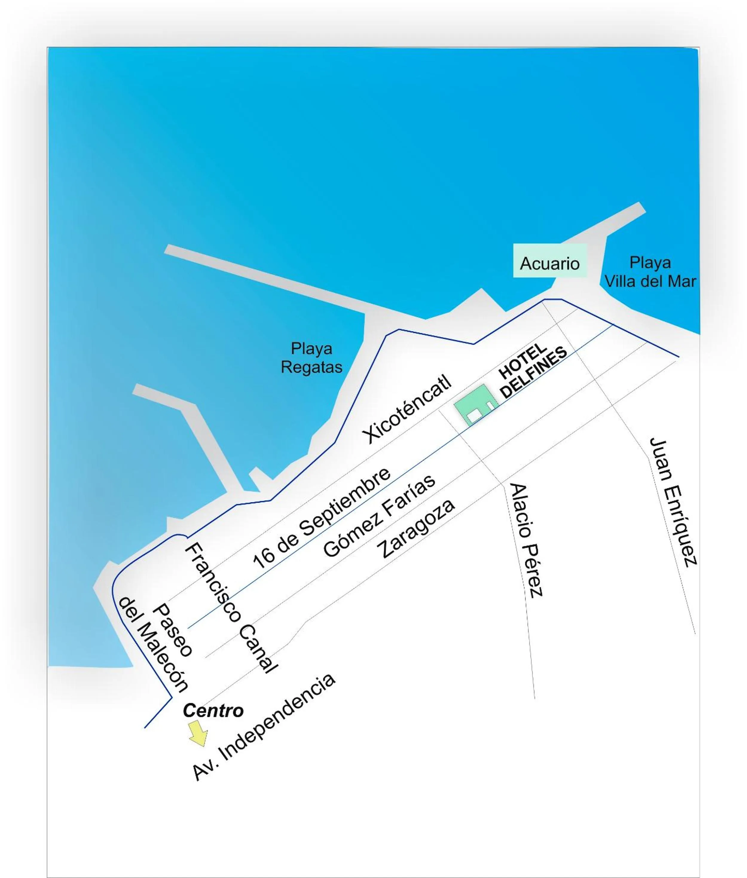 Location in Hotel Delfines - a 2 calles del Acuario Veracruz