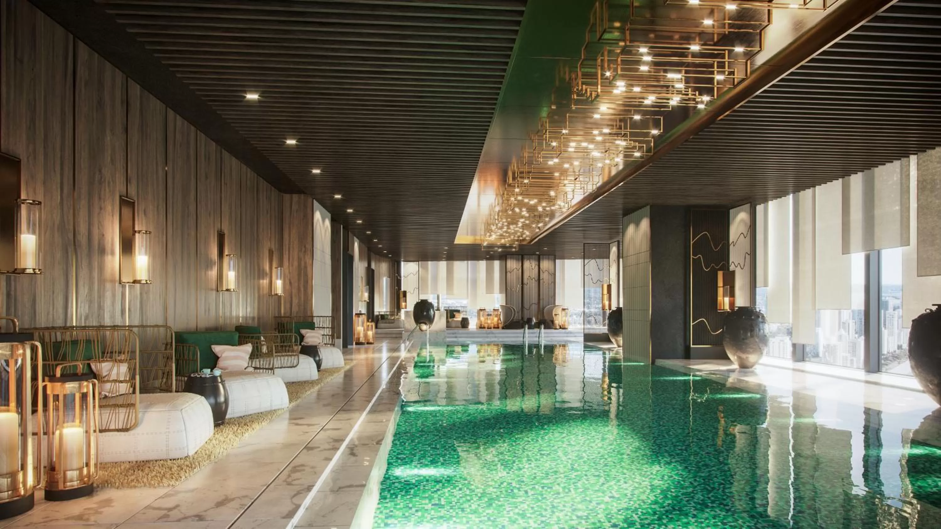 Swimming pool in Raffles Shenzhen, Situated in the heart of One Shenzhen Bay, Book Now to Enjoy Free Minibar and Happy Hour Privileges at Long Bar on 71F