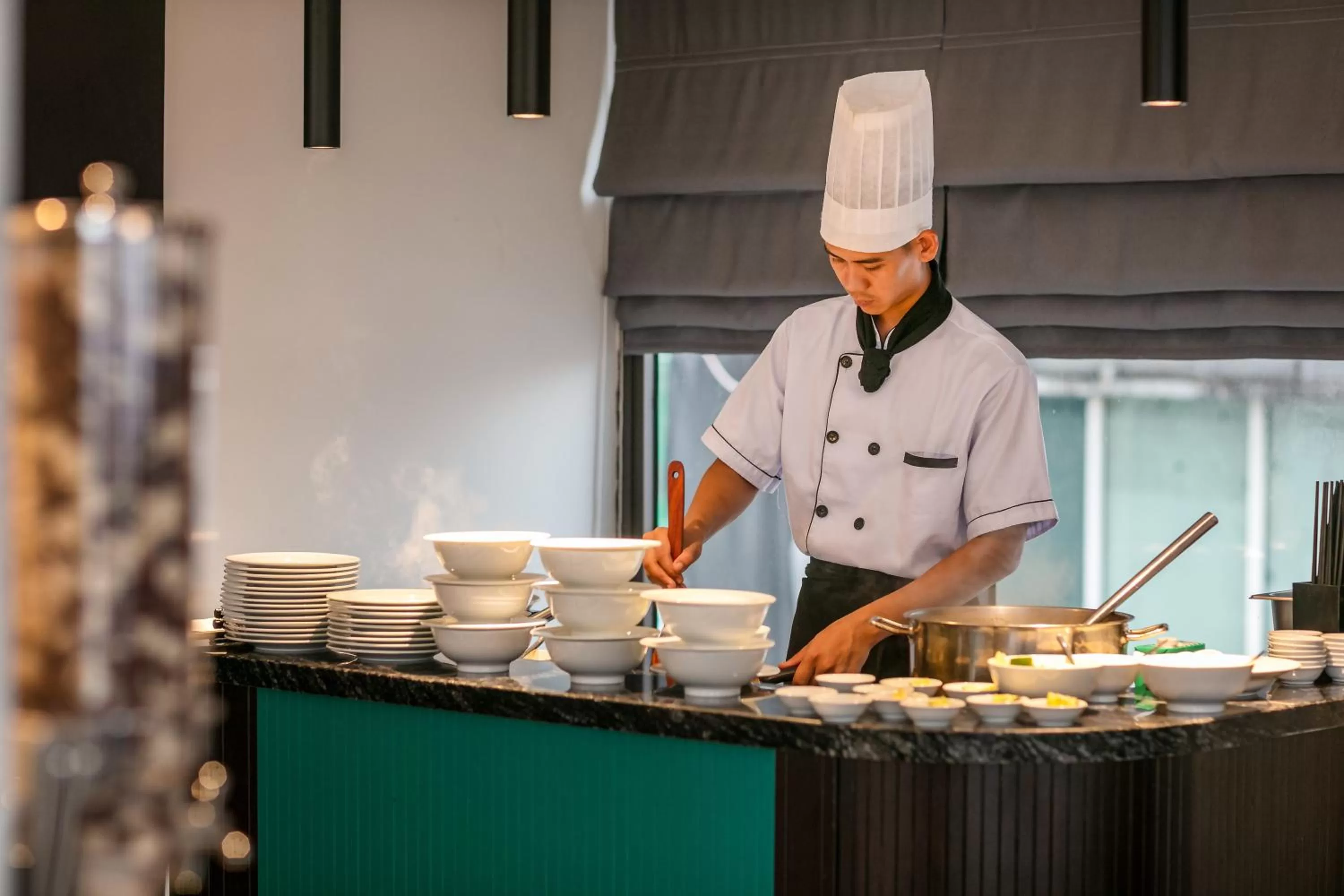 Buffet breakfast in MAY DE VILLE Lakeside Hotel