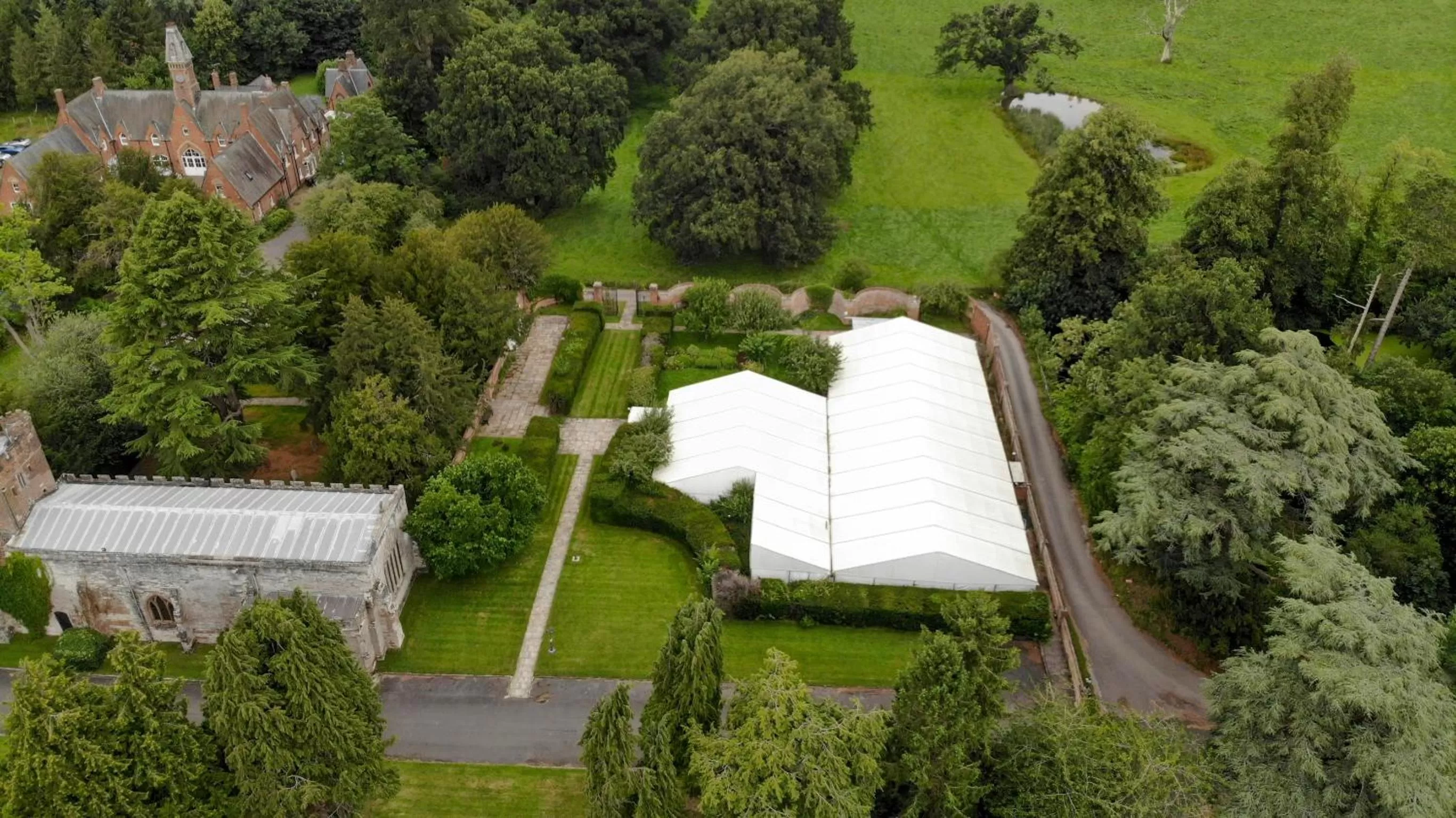 Property building, Bird's-eye View in Wroxall Abbey Hotel