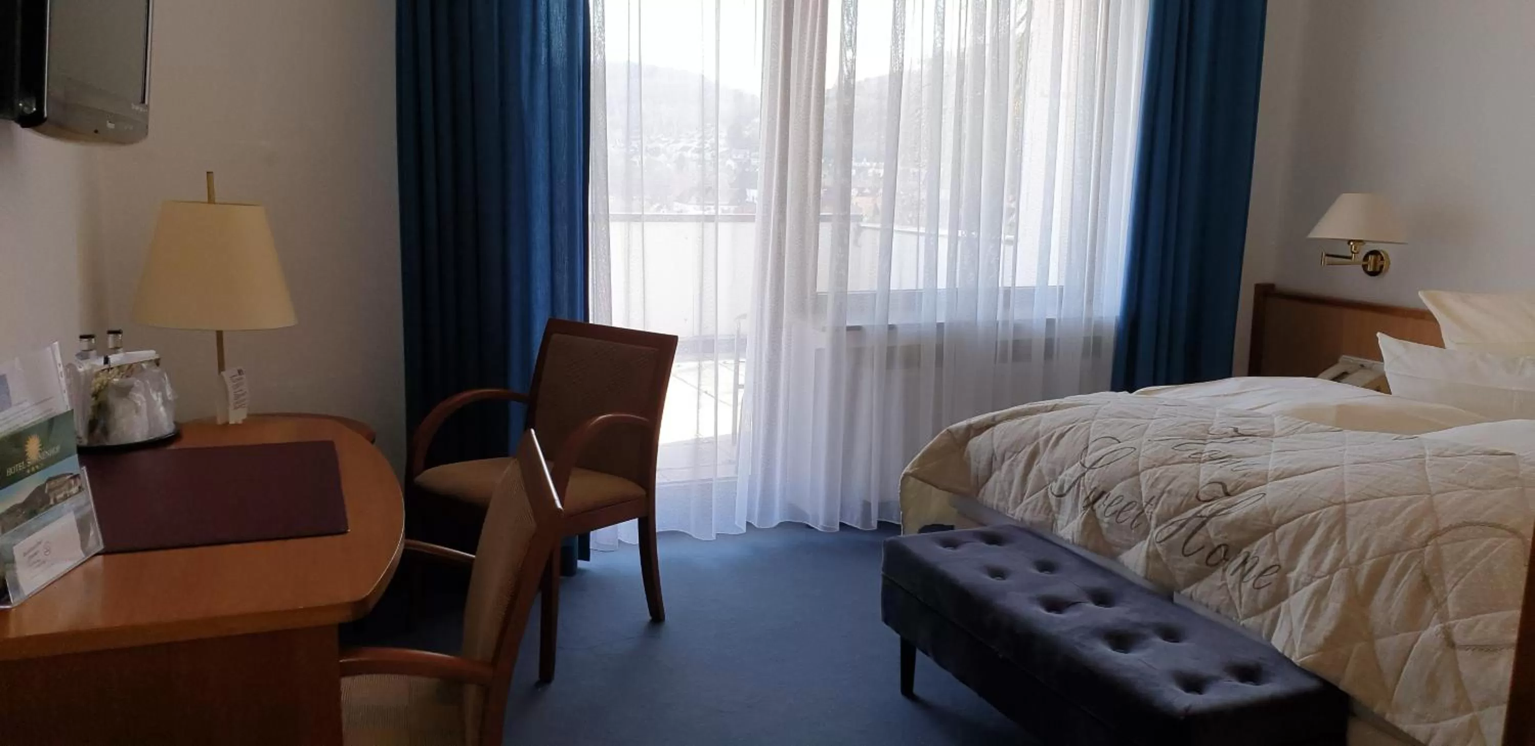 View (from property/room), Bed in Hotel Sonnenhof