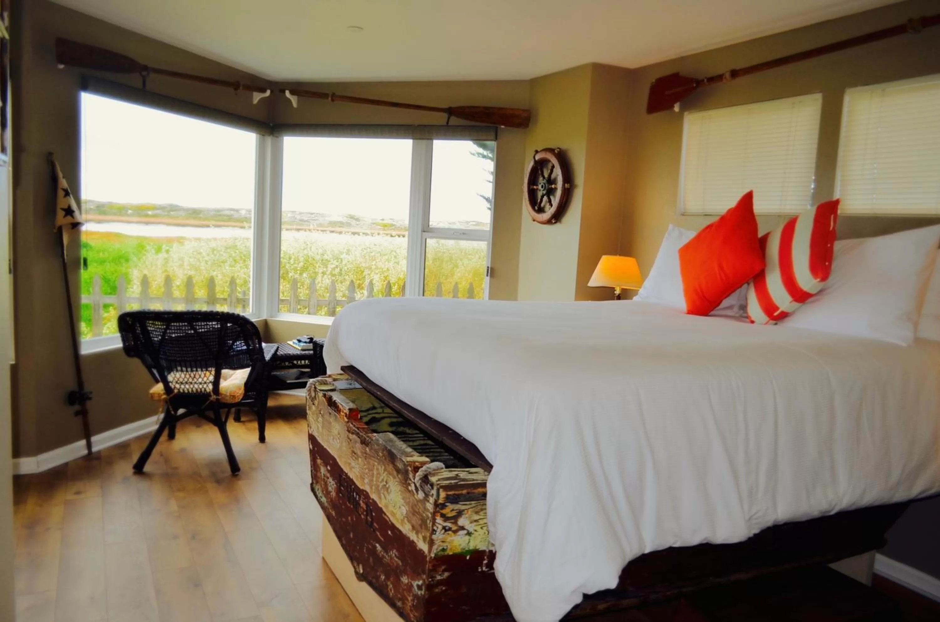 Bed in Captain's Inn at Moss Landing