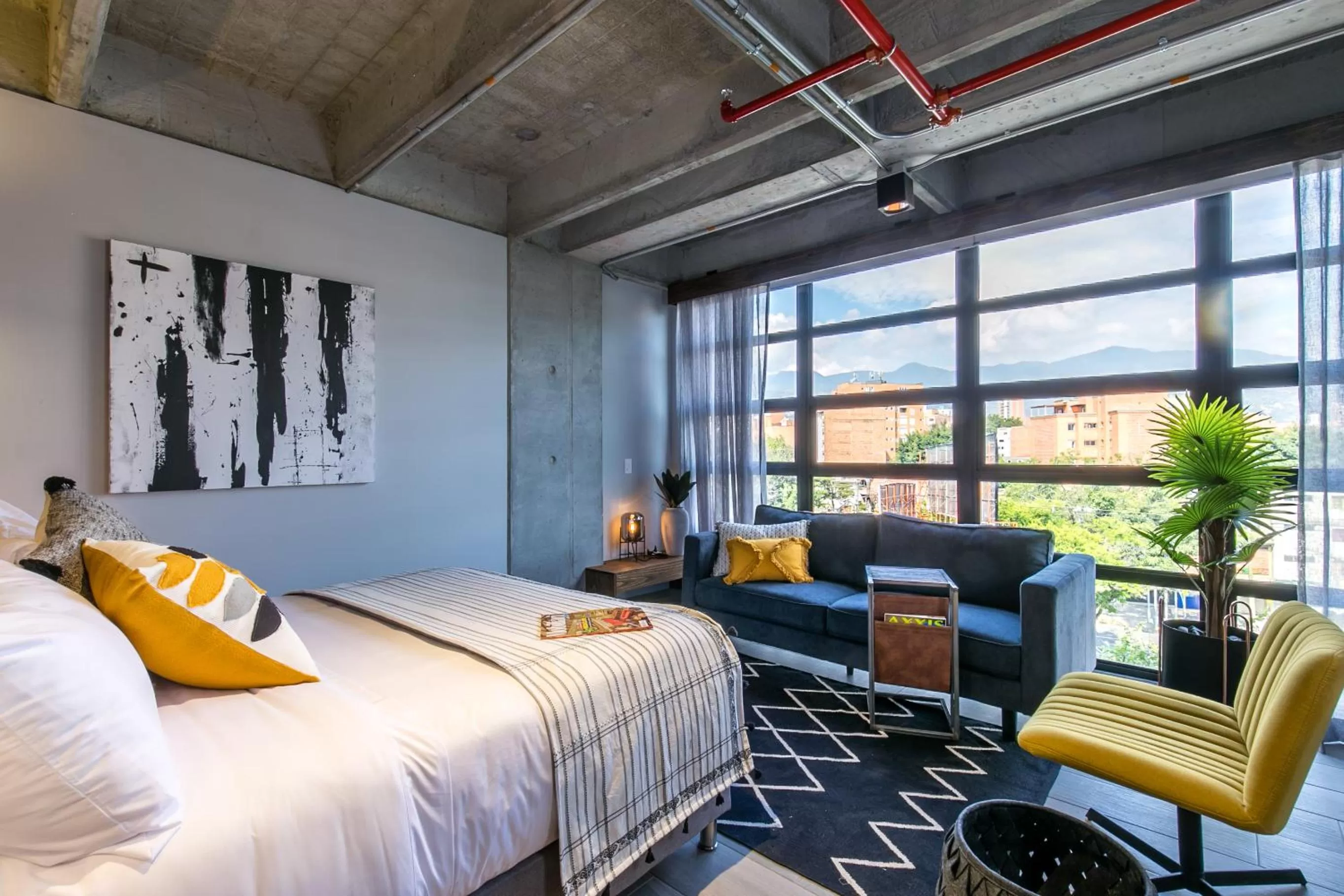 Bed in Factory Lofts Hotel