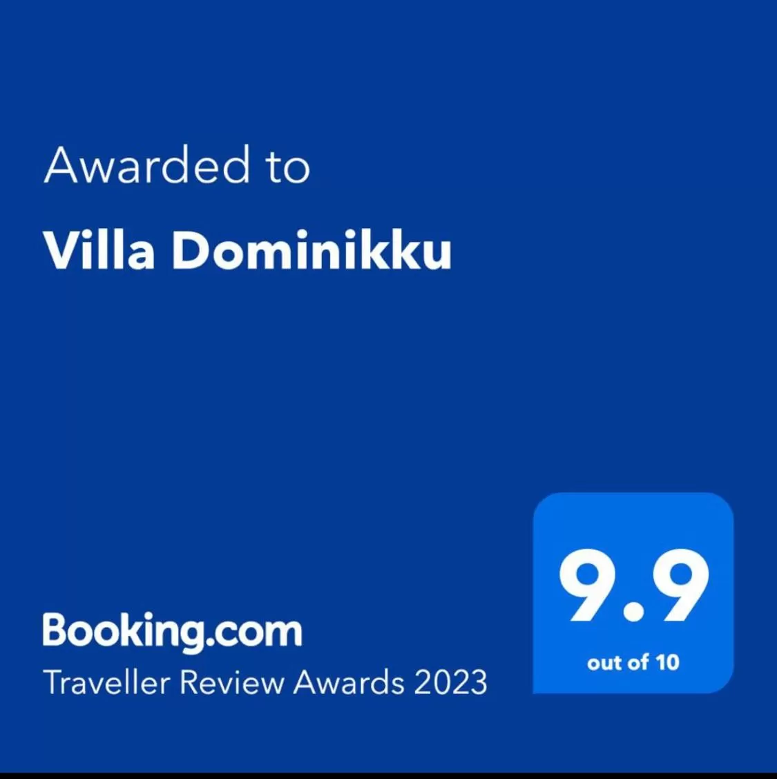 Certificate/Award in Villa Dominikku