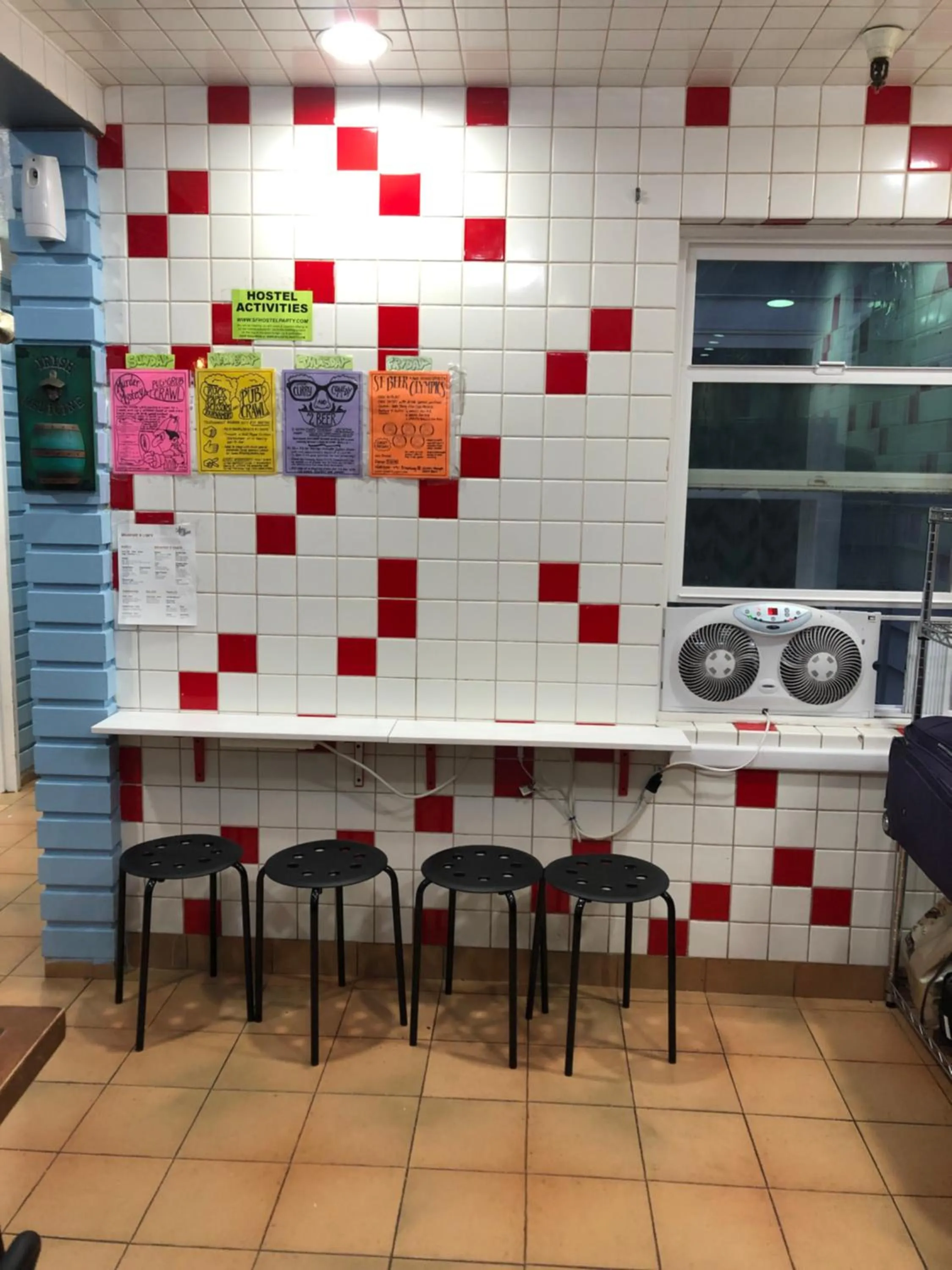 Communal kitchen in European Hostel