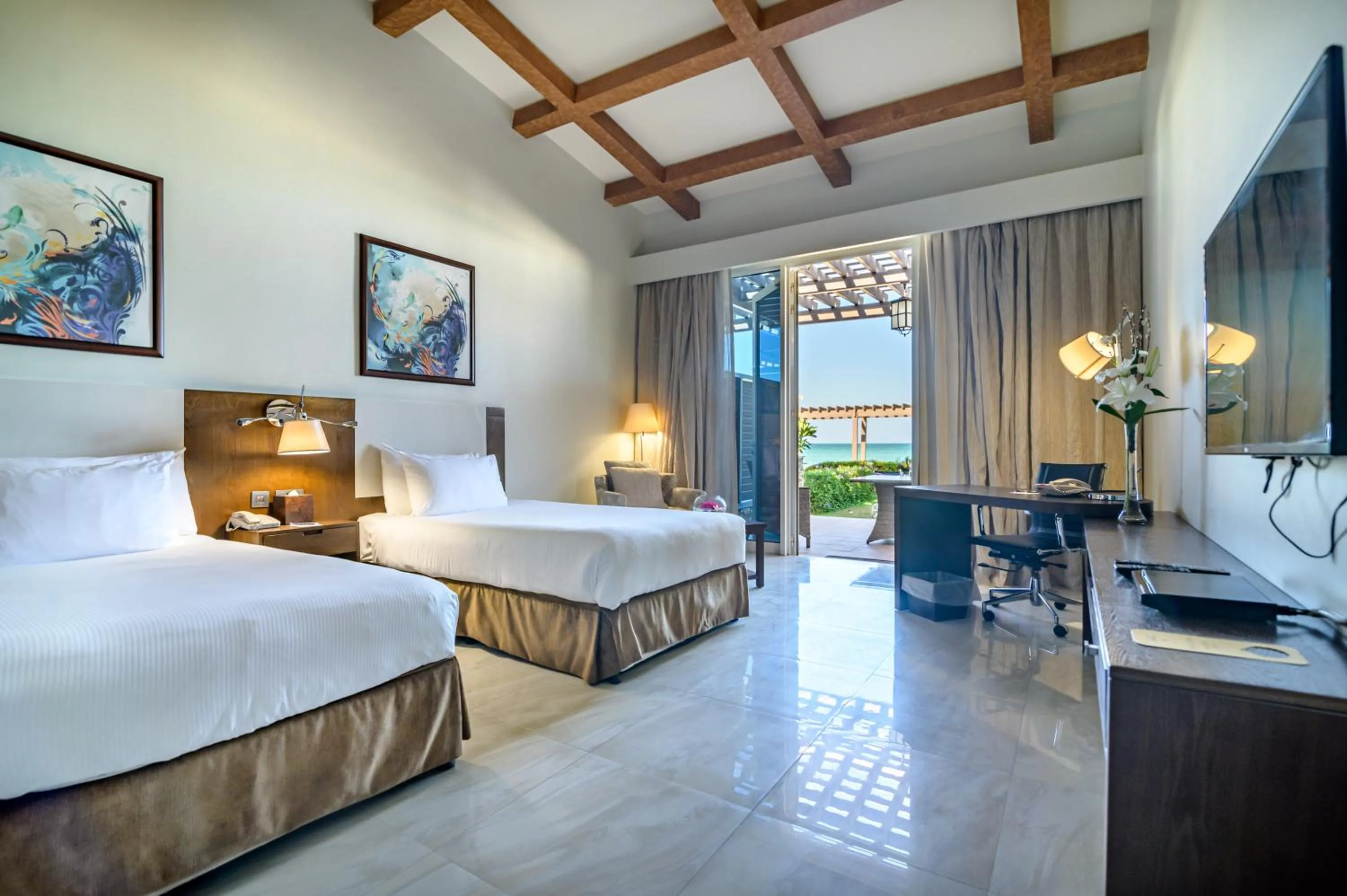 Beach, Bed in Danat Jebel Dhanna Resort