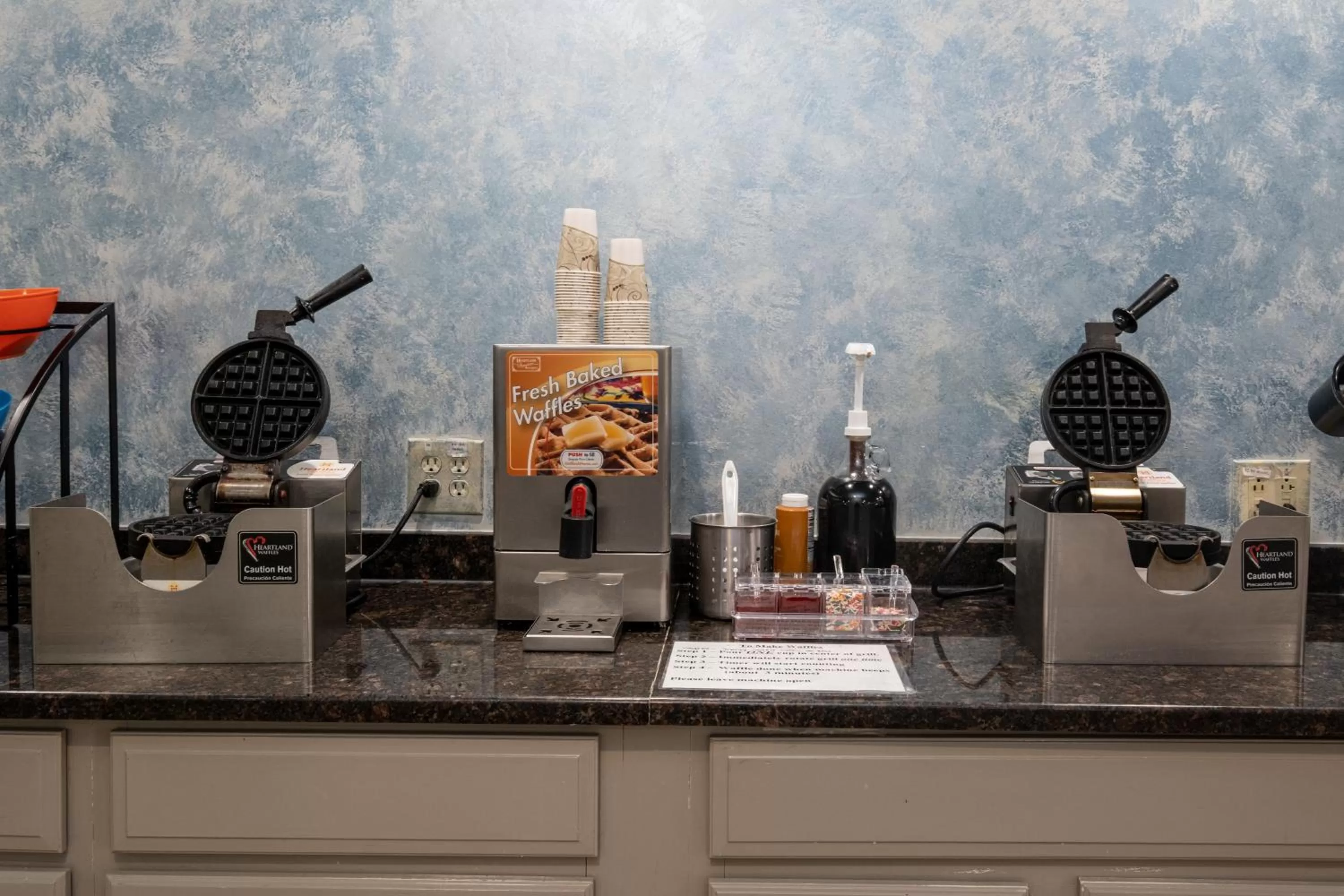 Continental breakfast in Hilltop Inn & Suites, near Foxwoods Casino