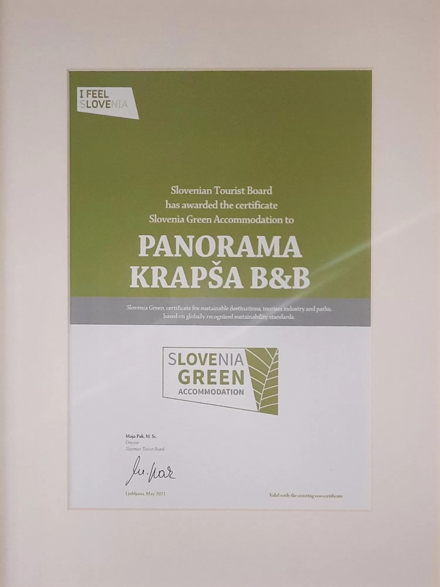Certificate/Award in Panorama B&B