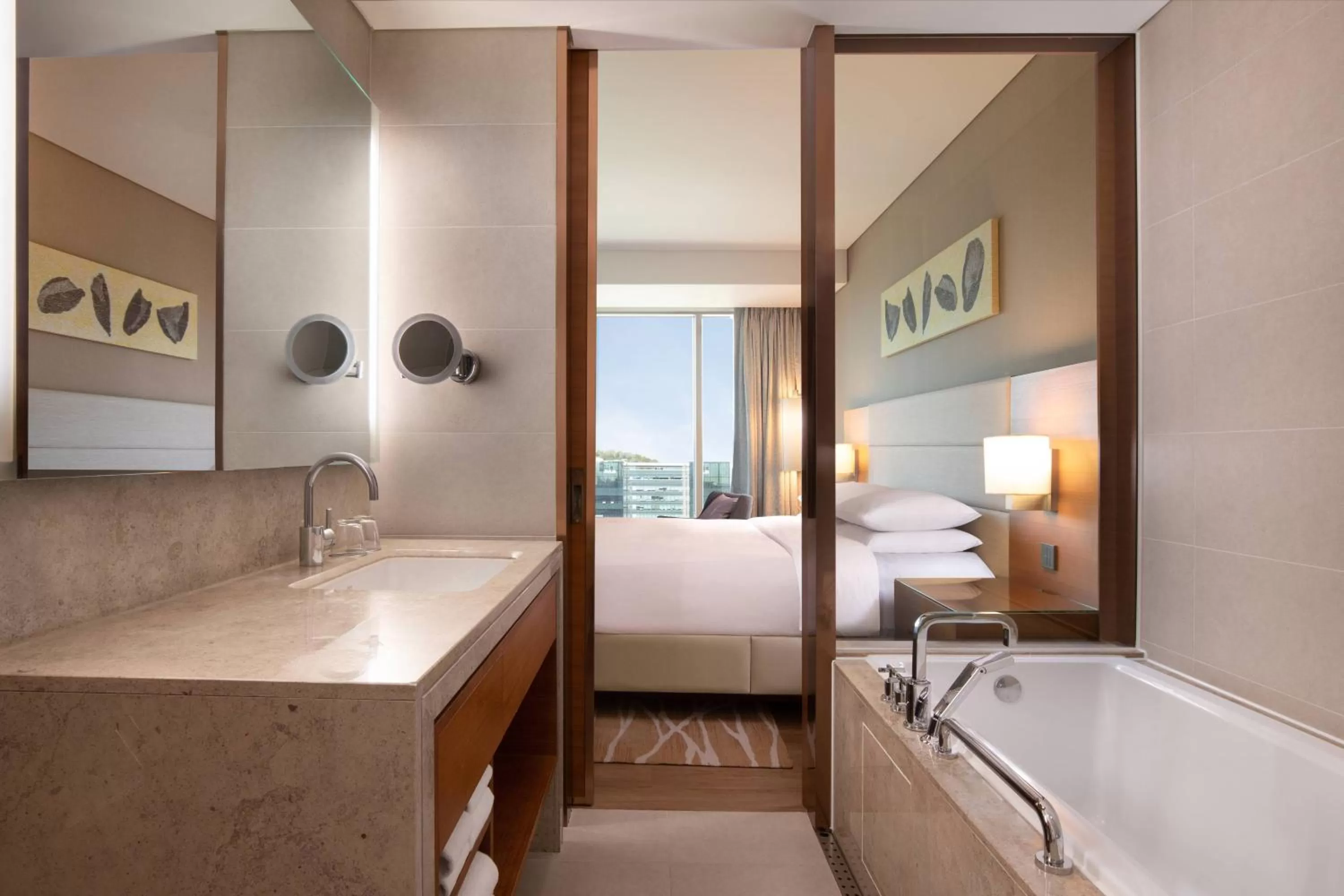 Bathroom, Bed in Courtyard by Marriott Seoul Pangyo