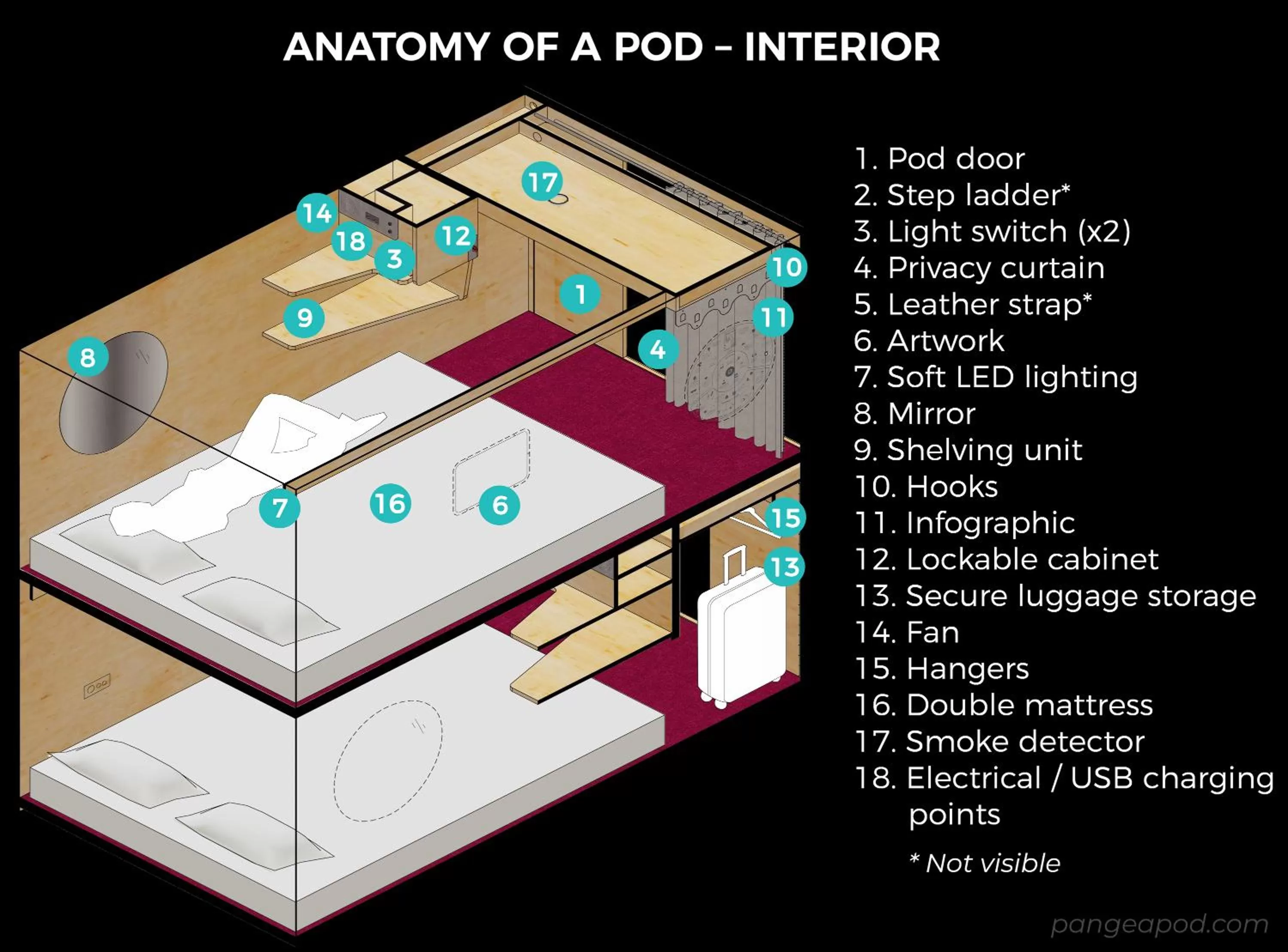 Floor plan in Pangea Pod Hotel