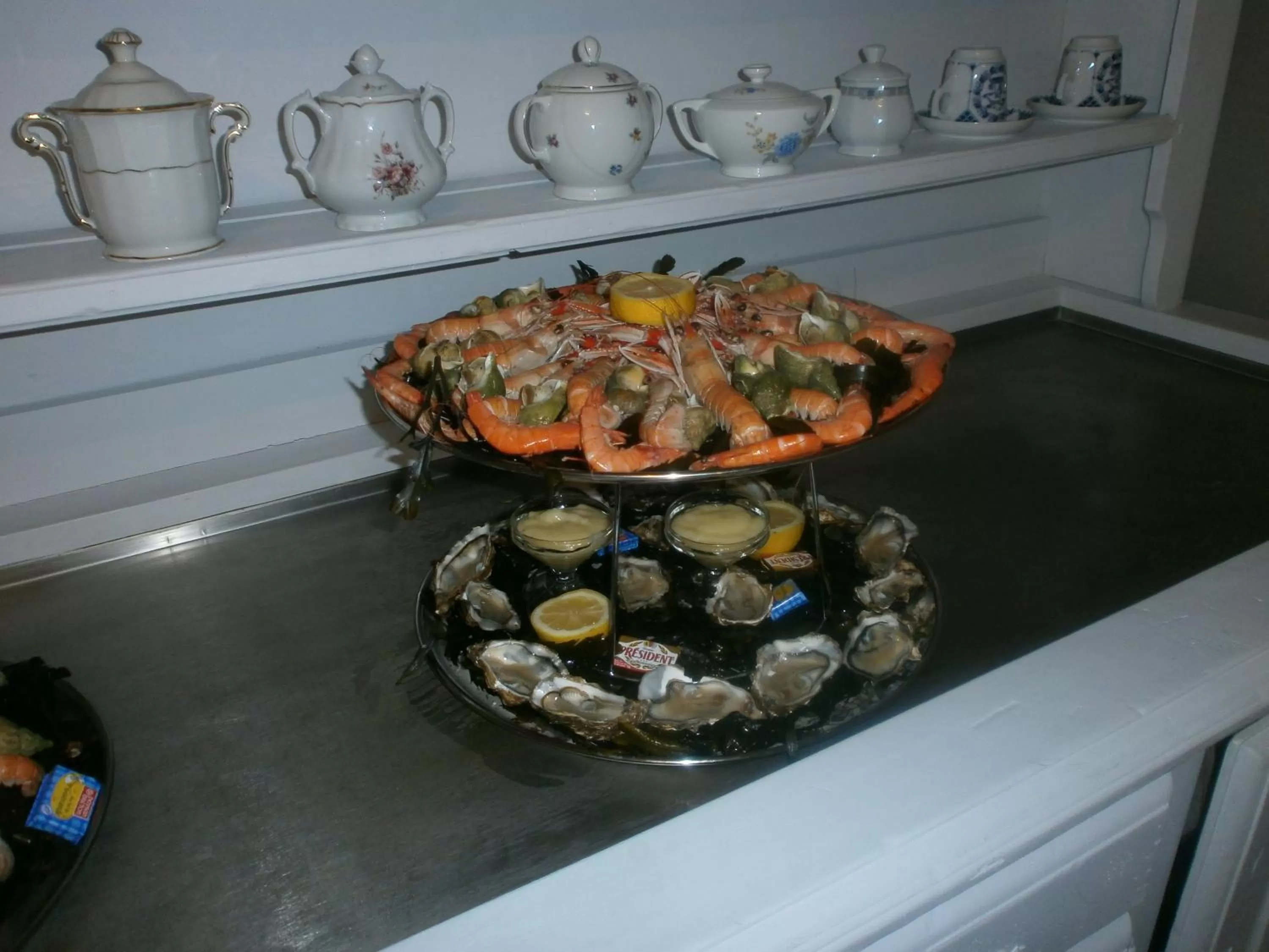 Food close-up in la pêcherie bord de mer